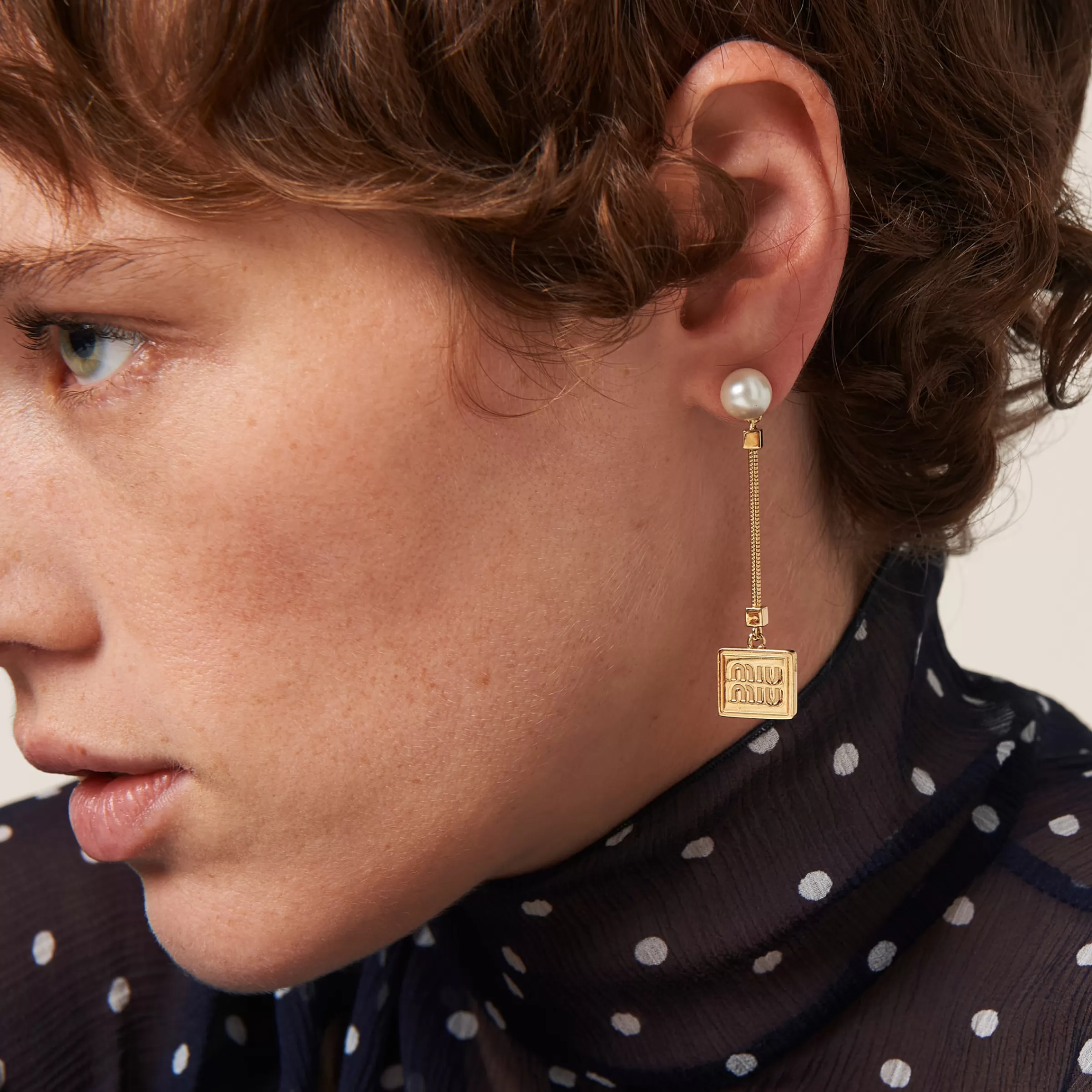 Miu Miu Metal Earrings With Artificial Pearls |