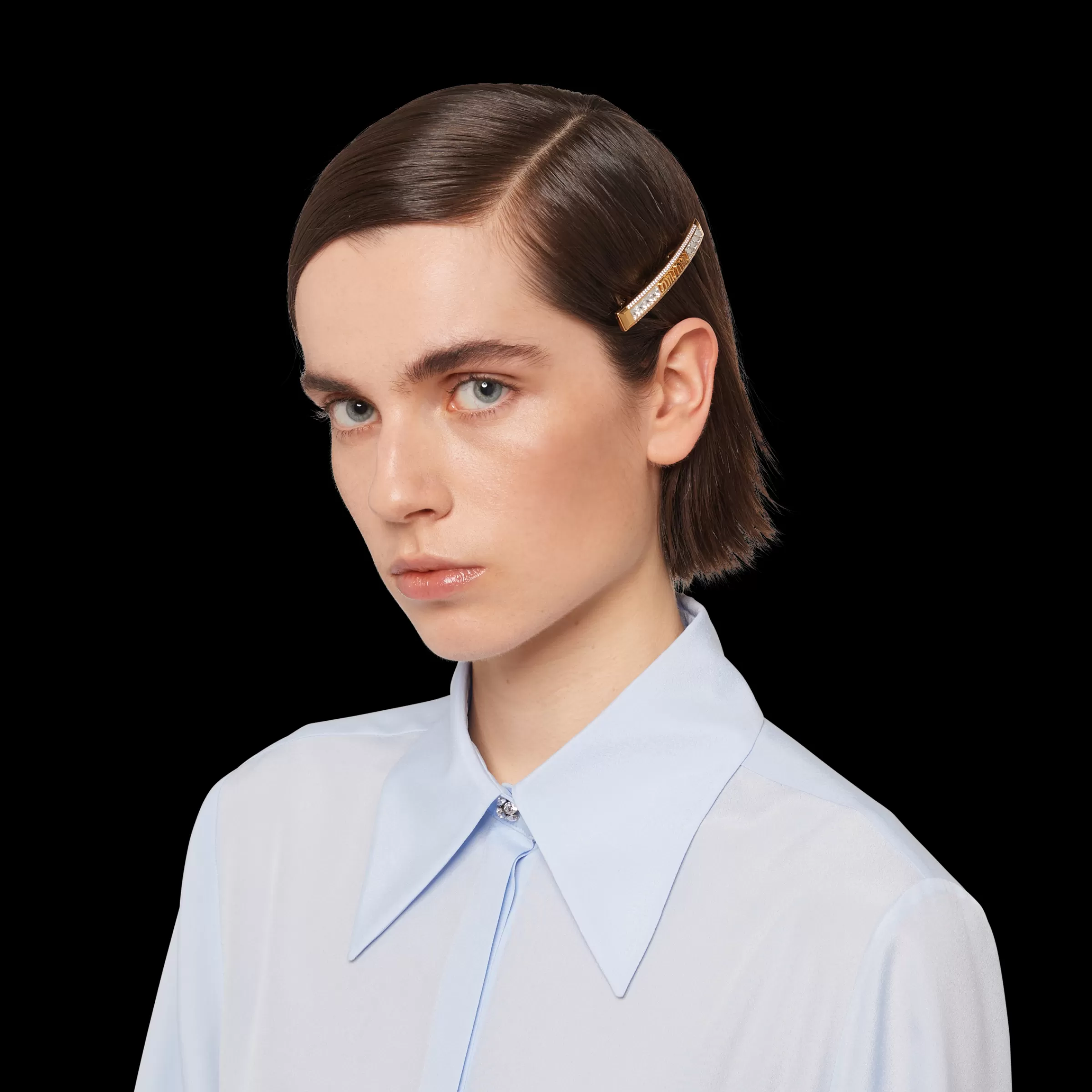 Miu Miu Metal Hair Clip With Crystals |
