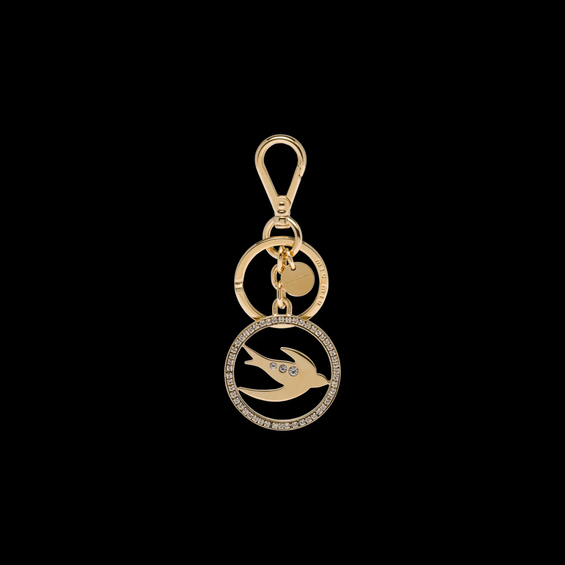 Miu Miu Gold/crystal Metal Keychain |
