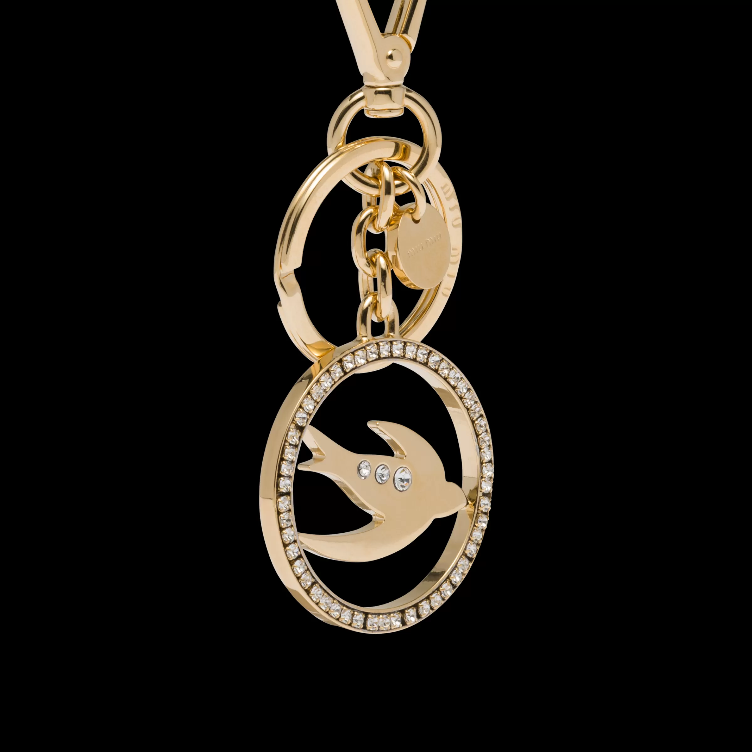 Miu Miu Gold/crystal Metal Keychain |