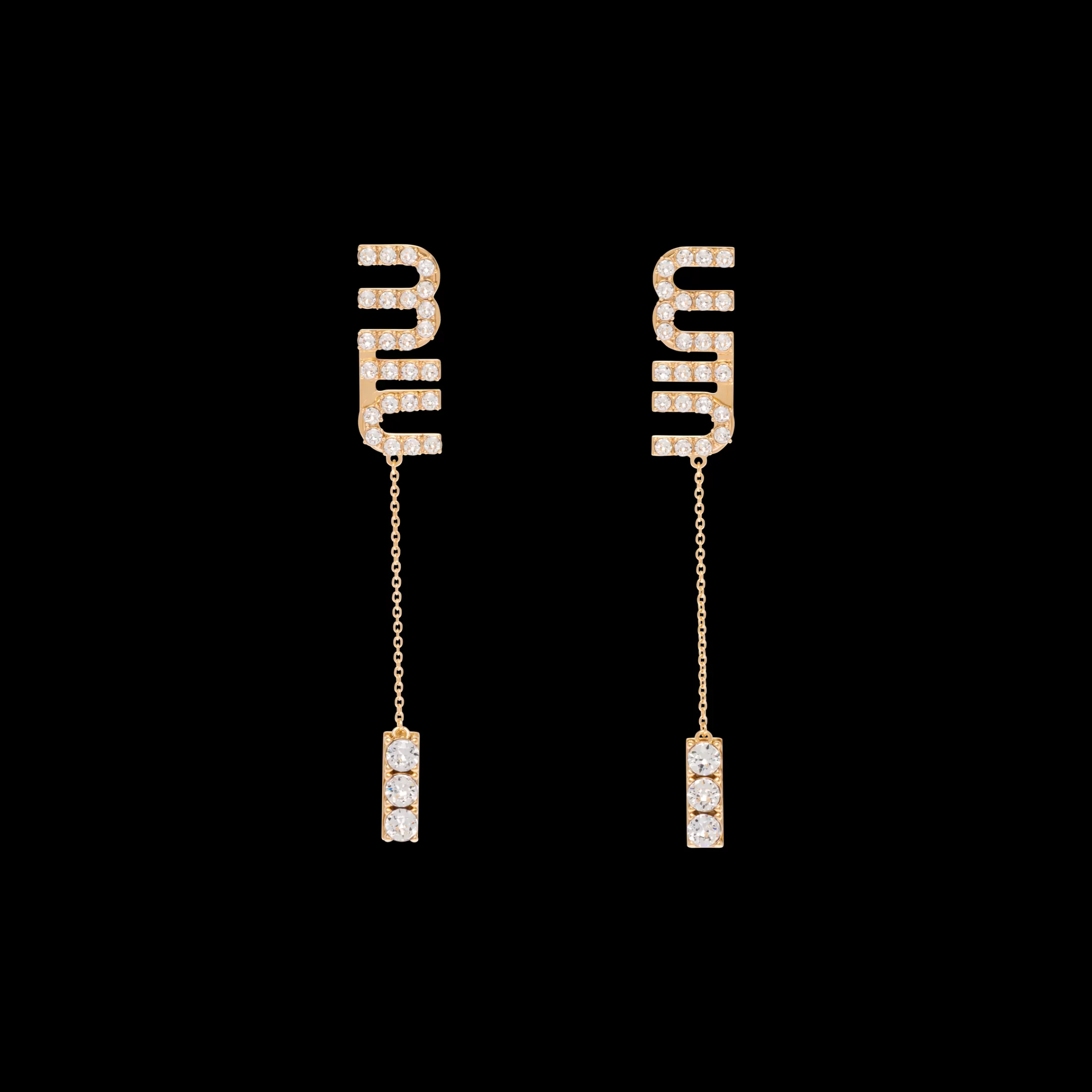 Miu Miu Pendant Earrings With Crystals |