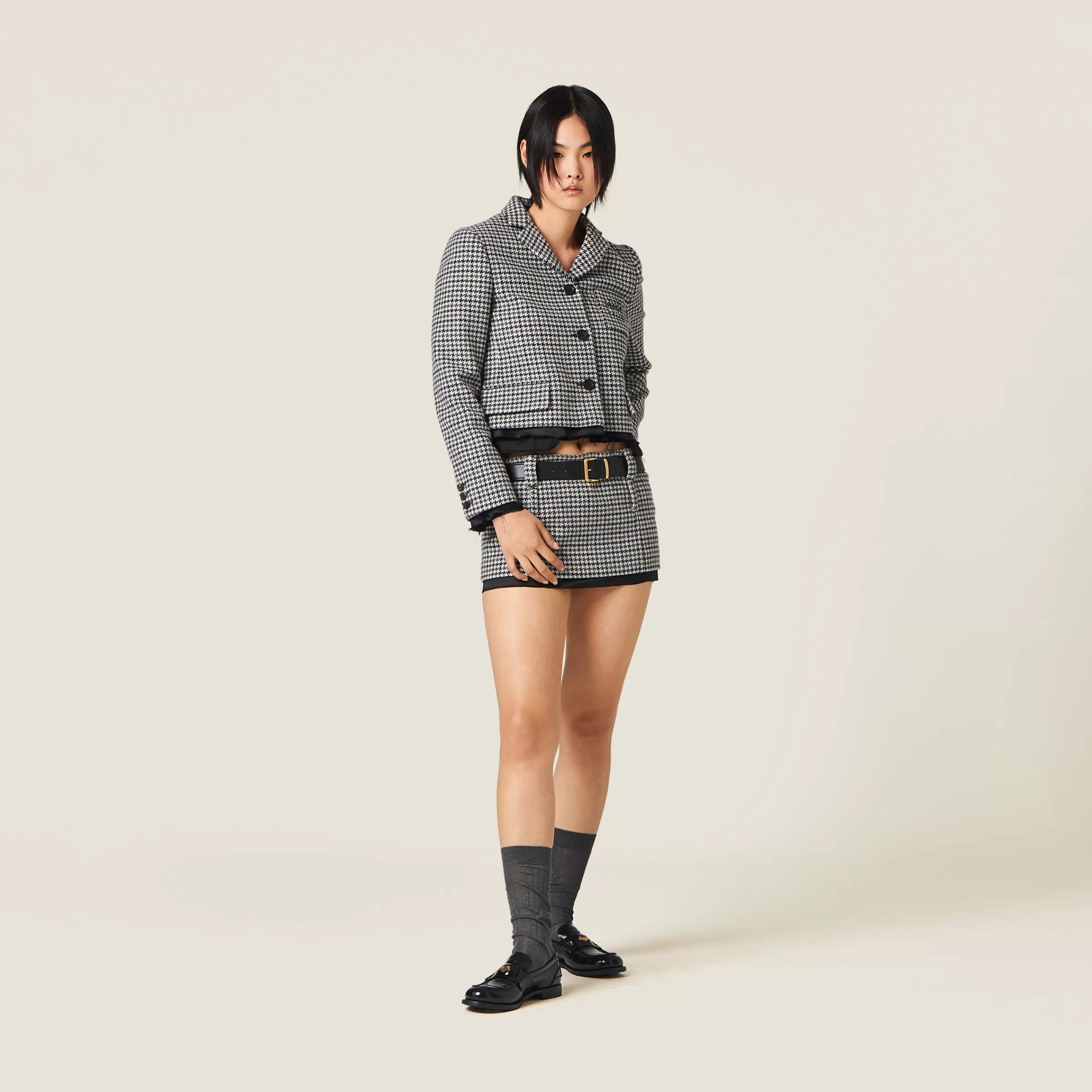 Miu Miu Houndstooth Check Miniskirt |