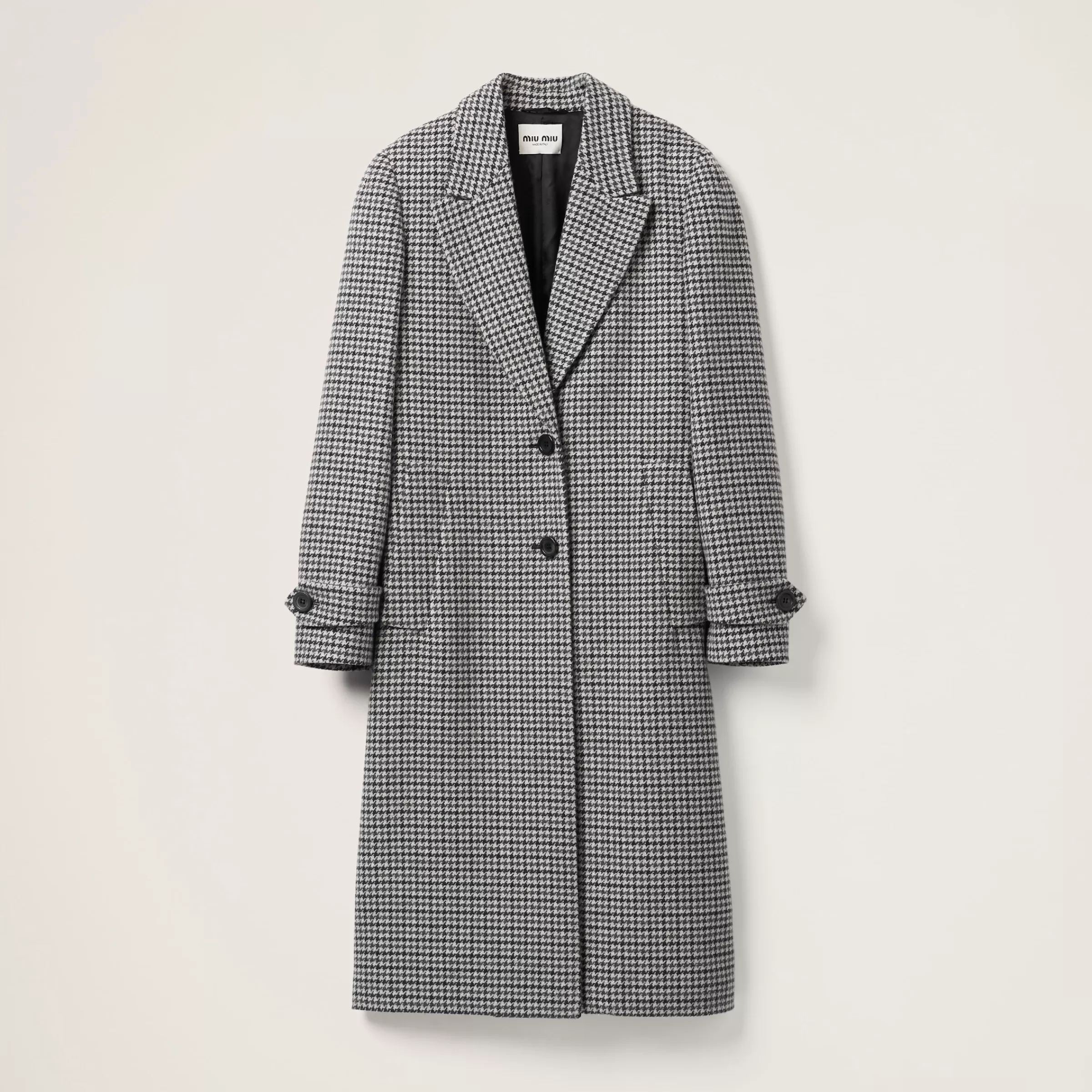 Miu Miu Padded Single-breasted Houndstooth Check Coat |