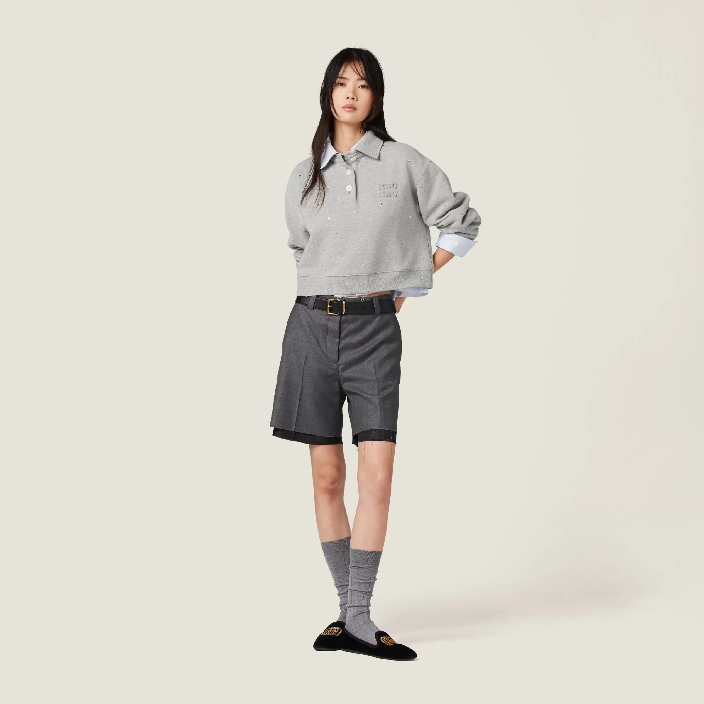 Miu Miu Cotton Fleece Polo Shirt |
