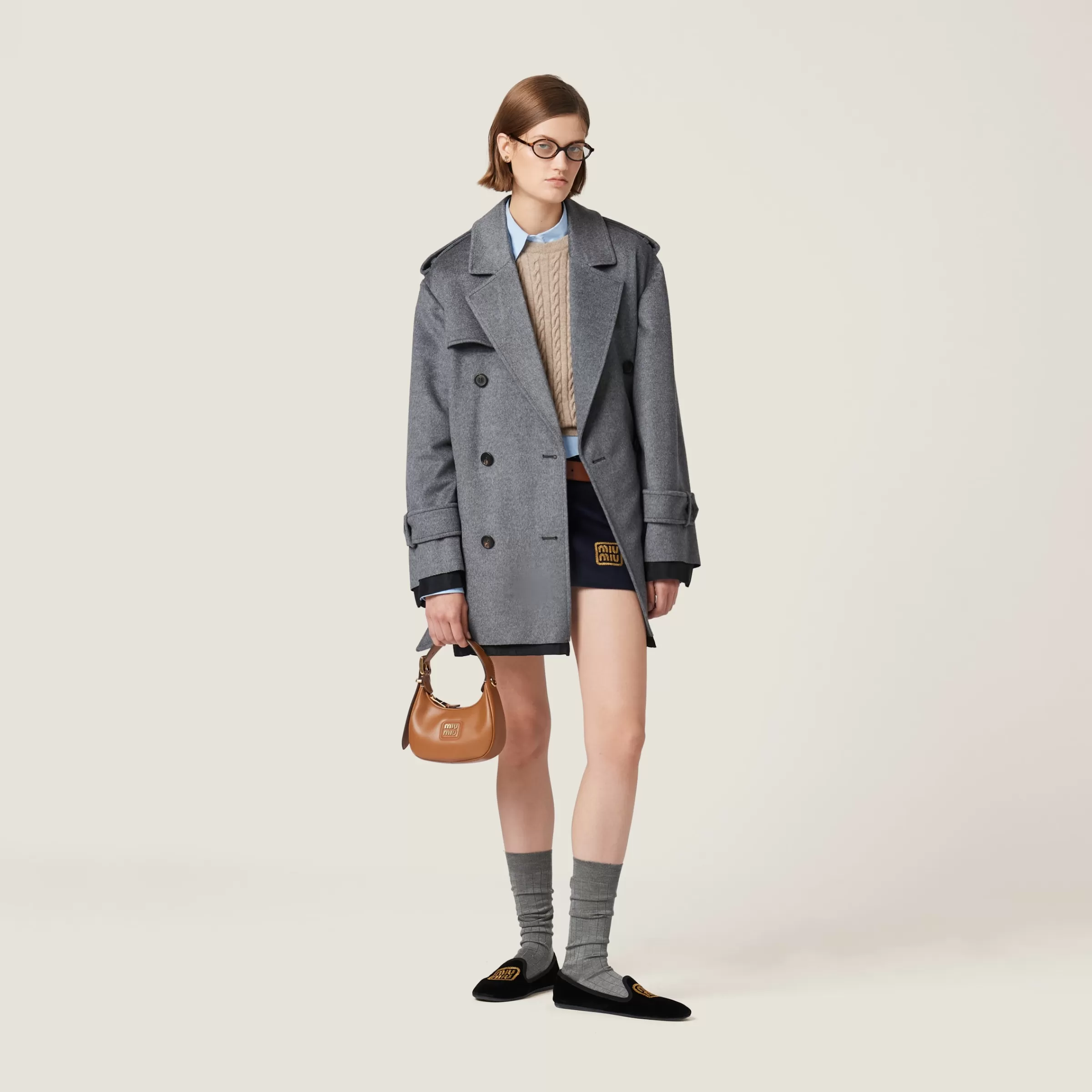 Miu Miu Double-breasted Velour Coat |