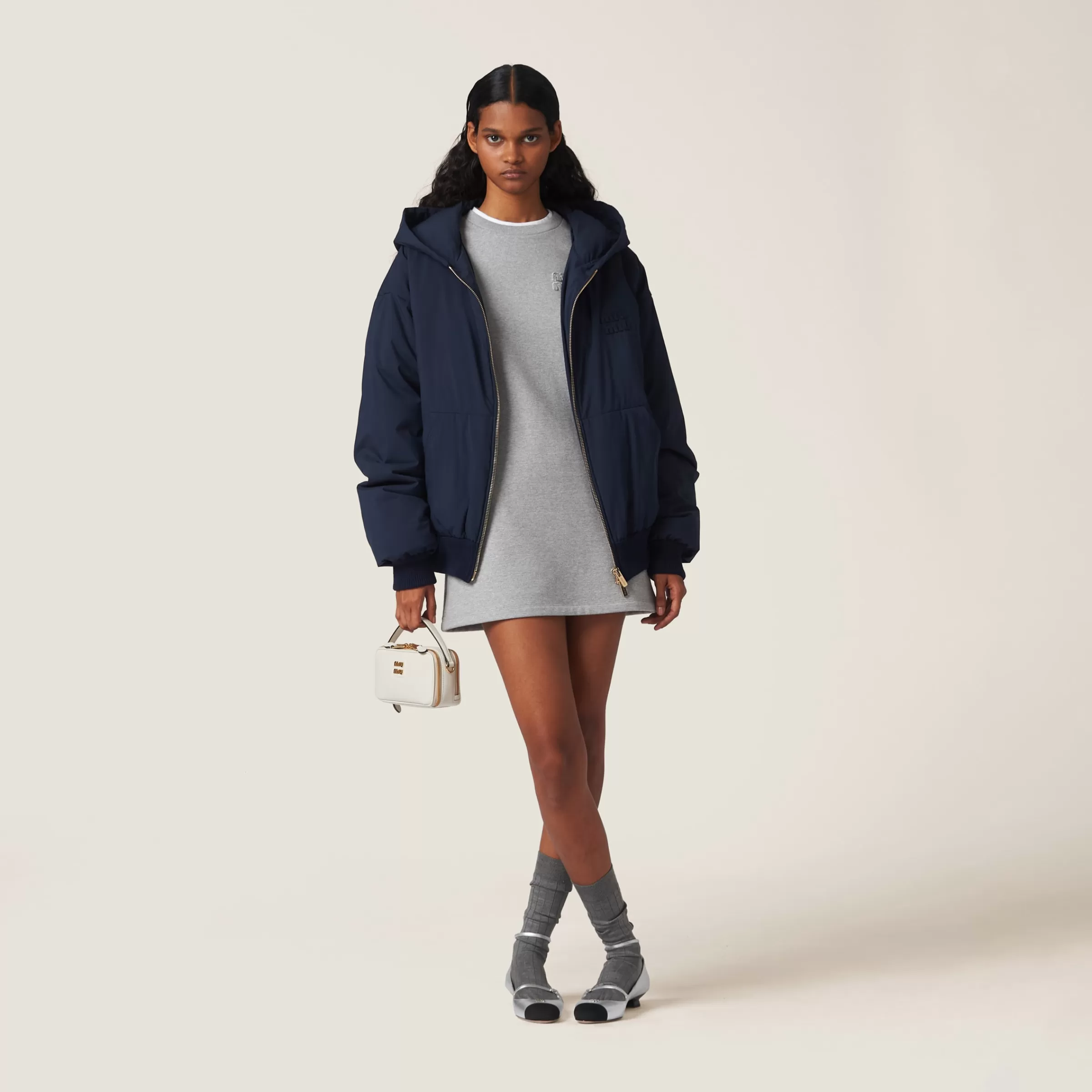 Miu Miu Embroidered Cotton Fleece Dress |