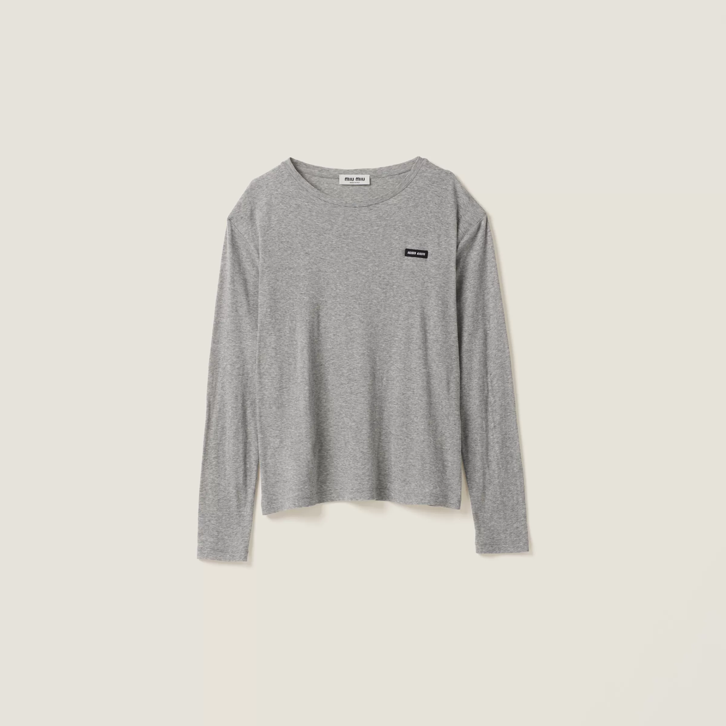 Miu Miu Long-sleeved Ribbed Jersey T-shirt |