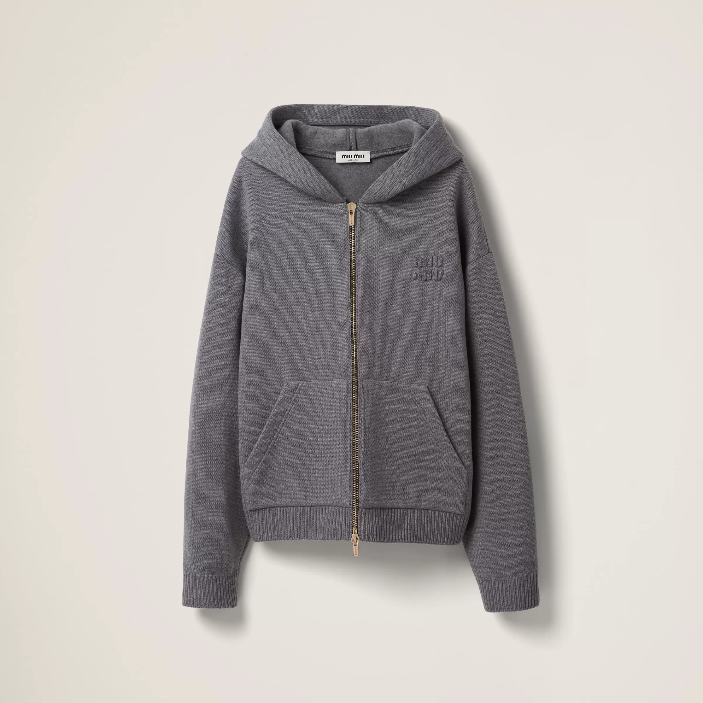 Miu Miu Wool And Nylon Knit Hoodie |