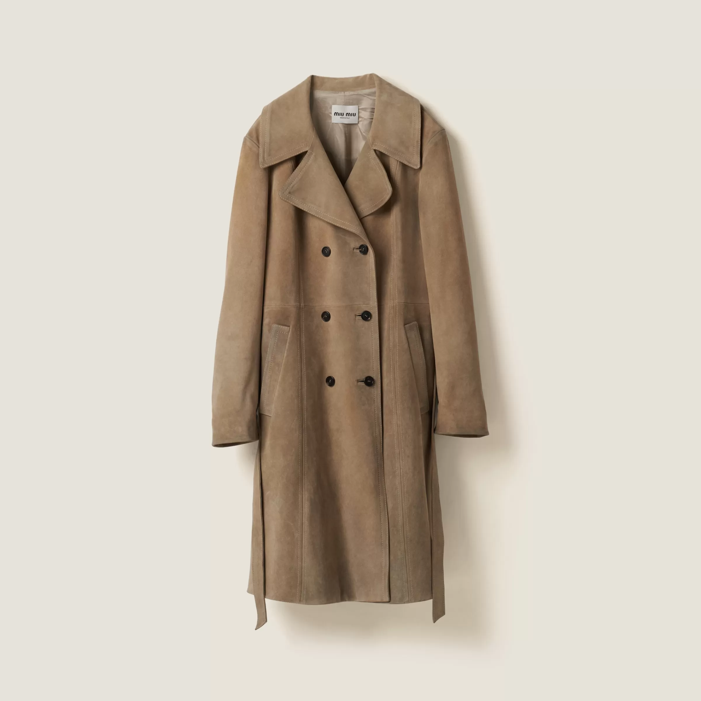 Miu Miu Double-breasted Suede Coat |