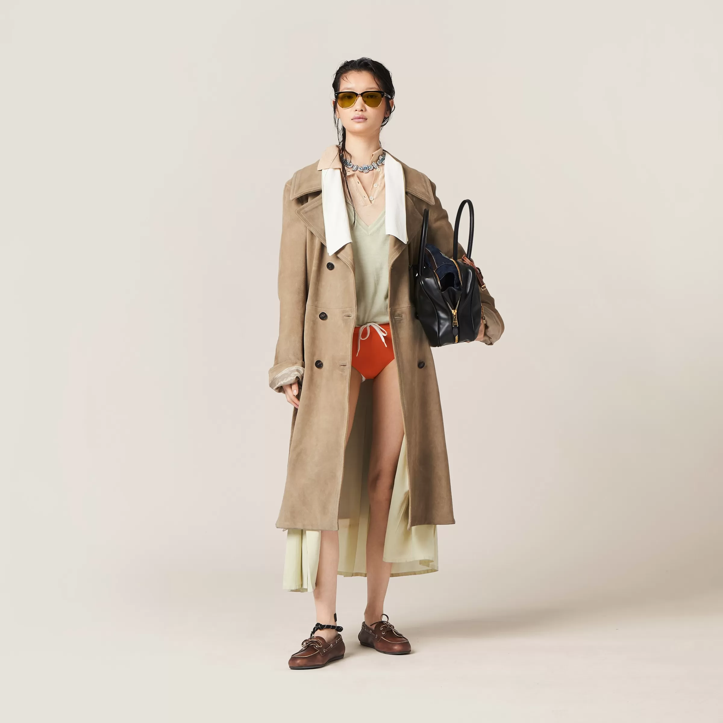 Miu Miu Double-breasted Suede Coat |