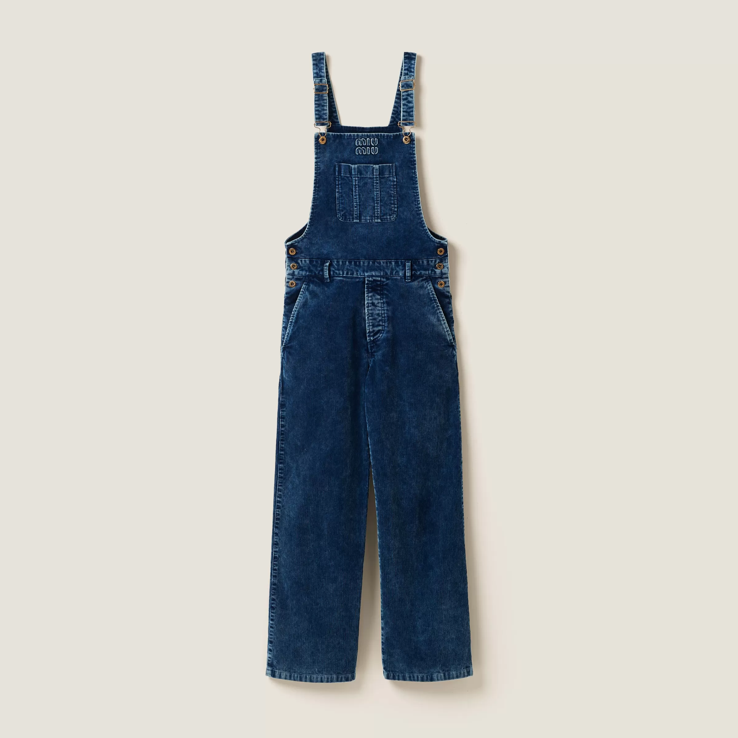 Miu Miu Long Washed Velvet Overalls |