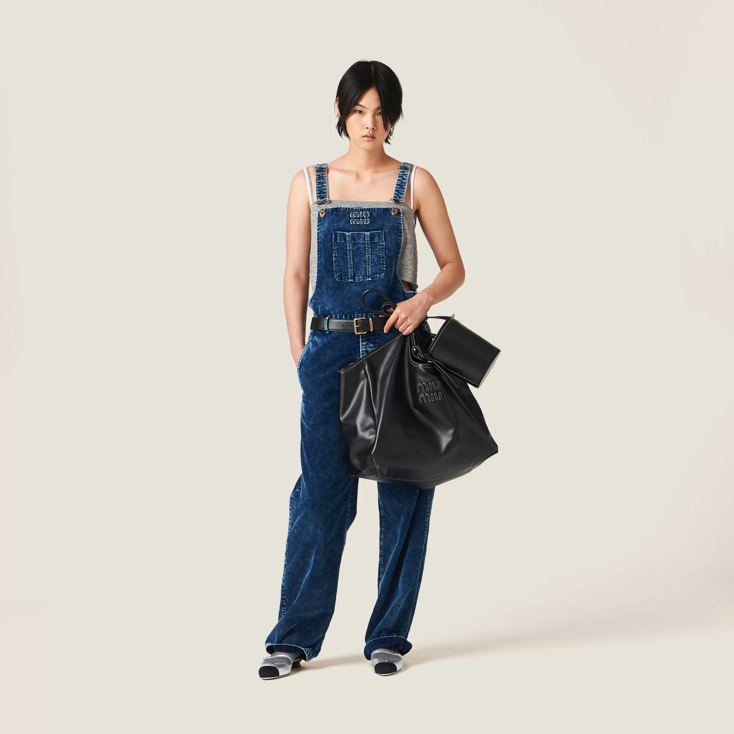 Miu Miu Long Washed Velvet Overalls |