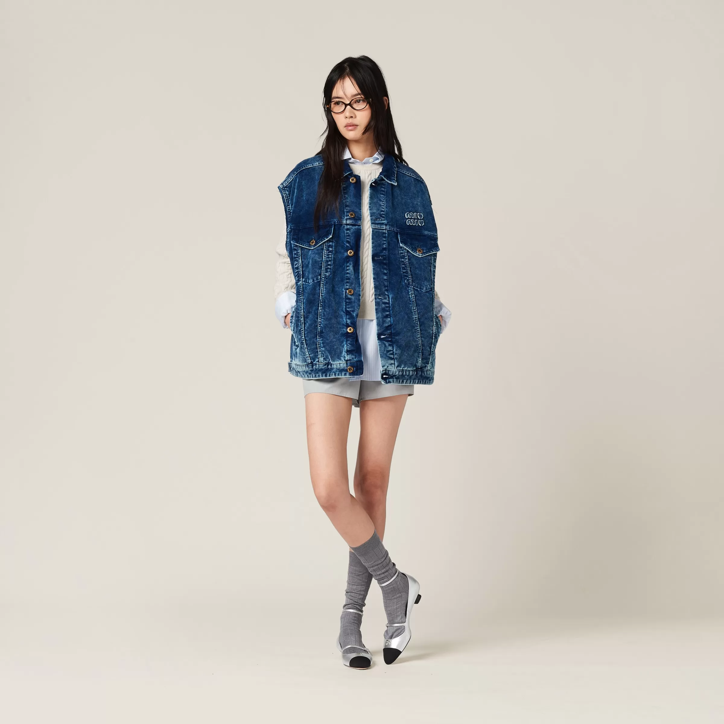 Miu Miu Washed Velvet Vest |