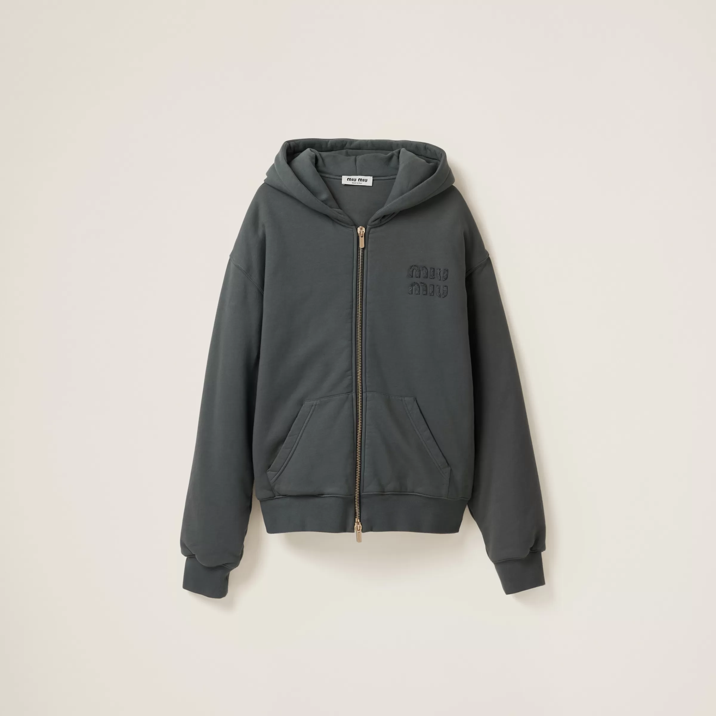 Miu Miu Garment Dyed Cotton Fleece Hoodie |
