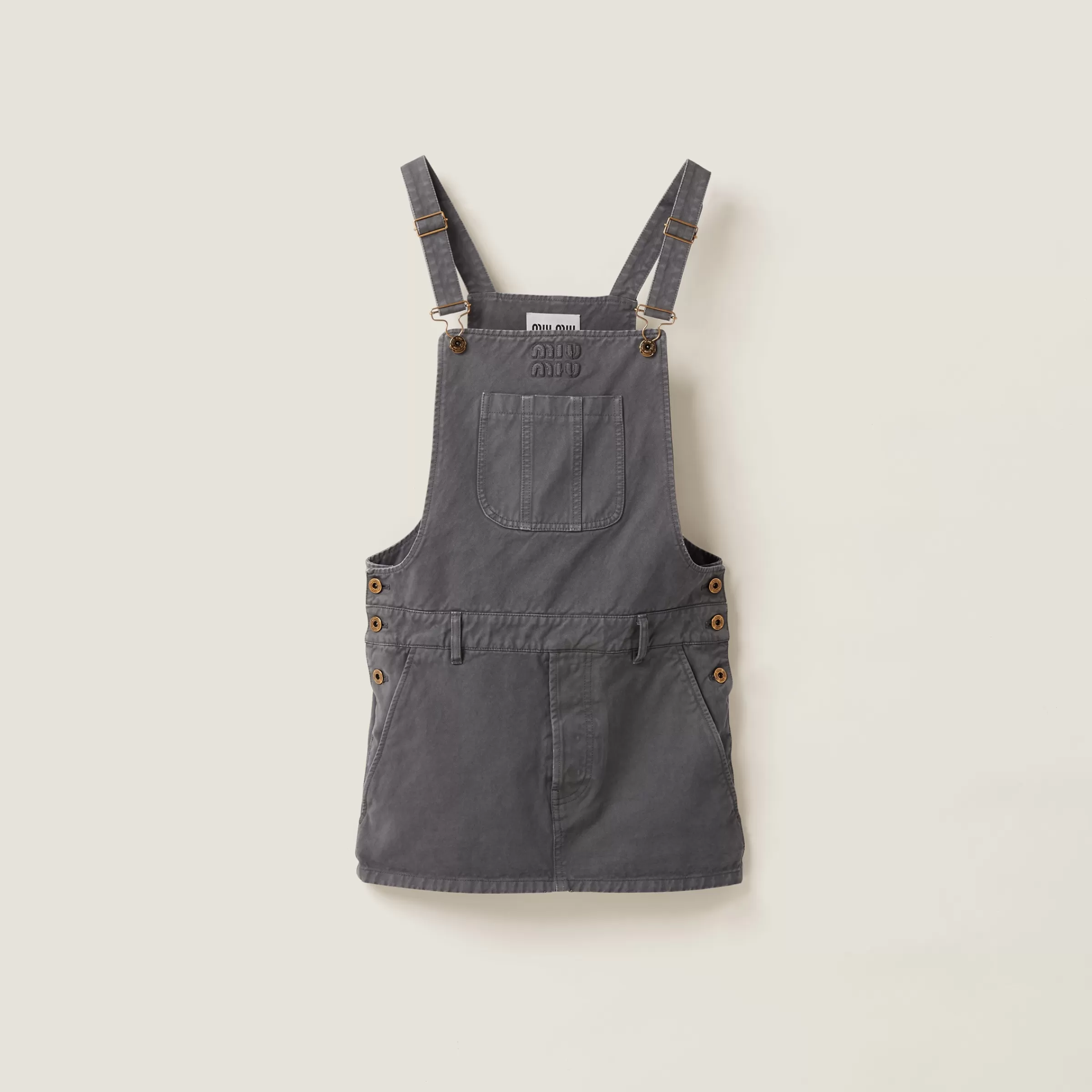 Miu Miu Garment-dyed Gabardine Overall Mini-dress |