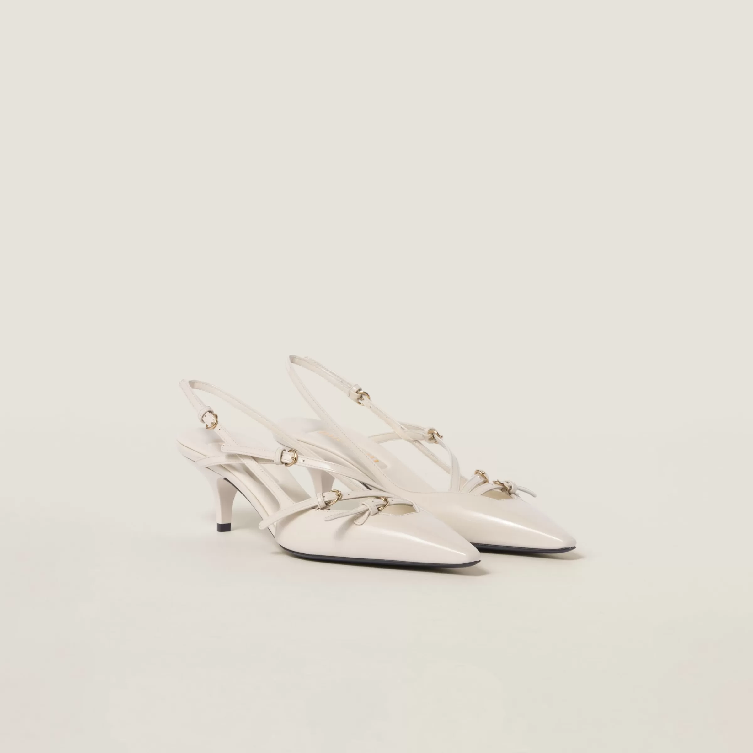 Miu Miu Patent Leather Slingbacks With Buckles |