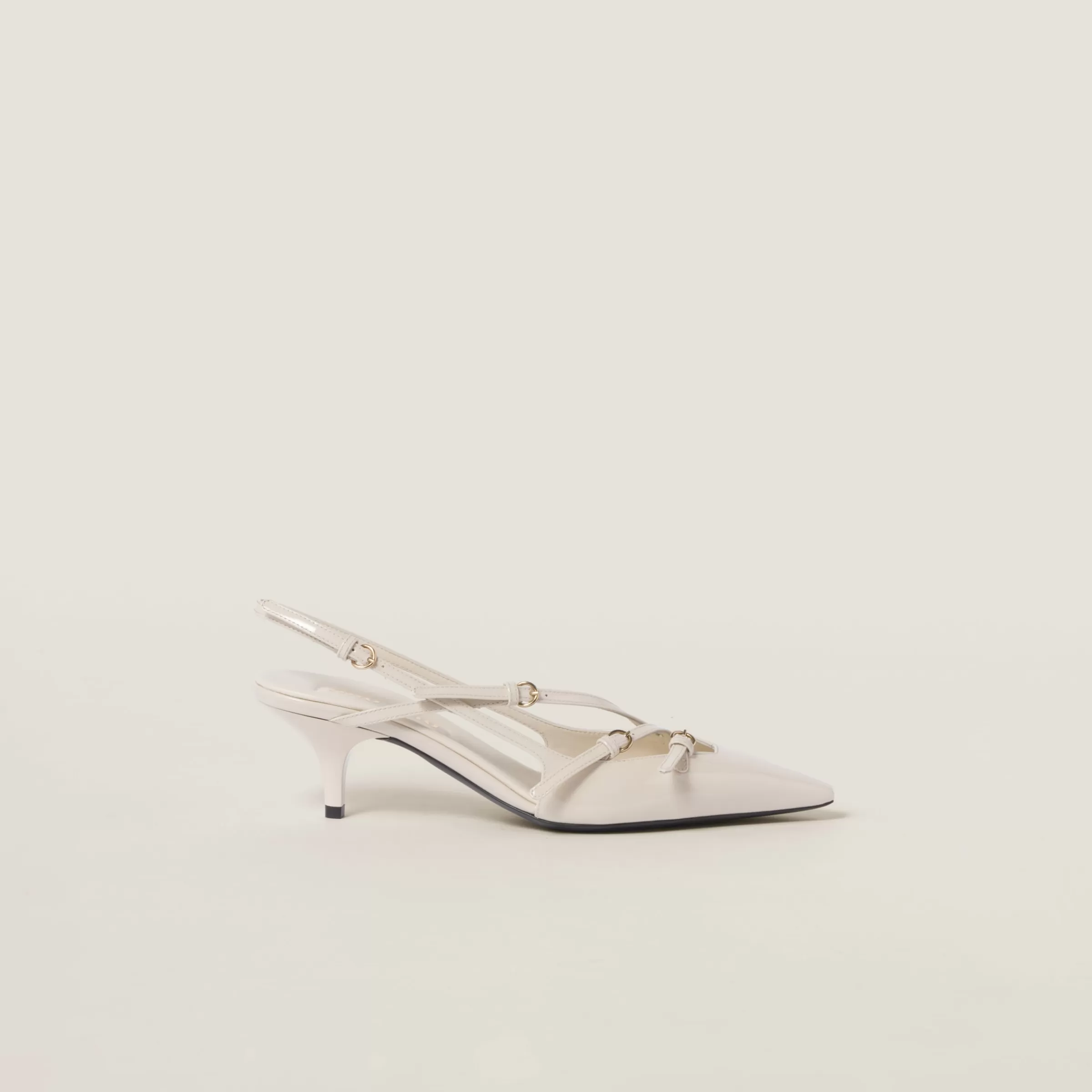 Miu Miu Patent Leather Slingbacks With Buckles |