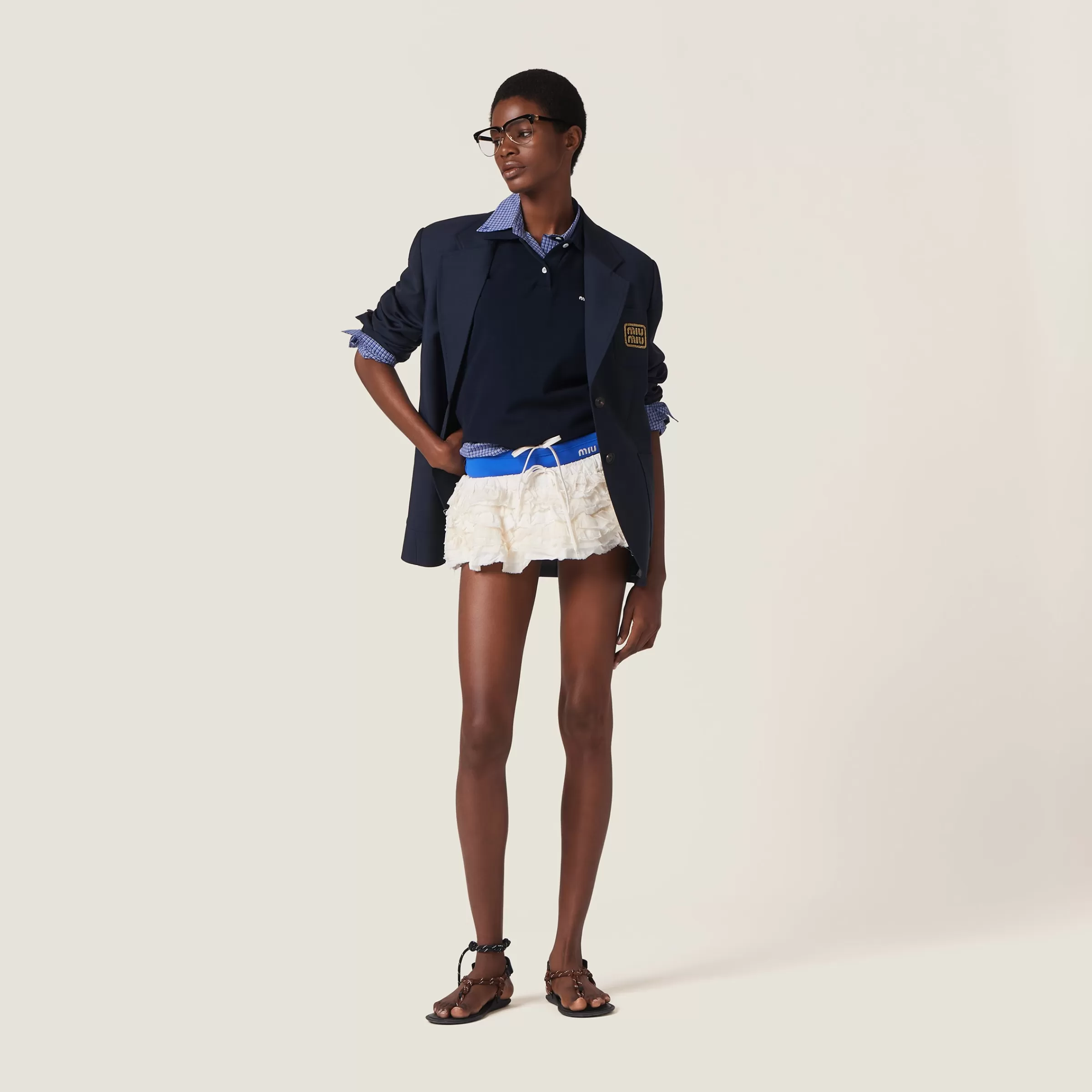 Miu Miu Slubbed Canvas Miniskirt |