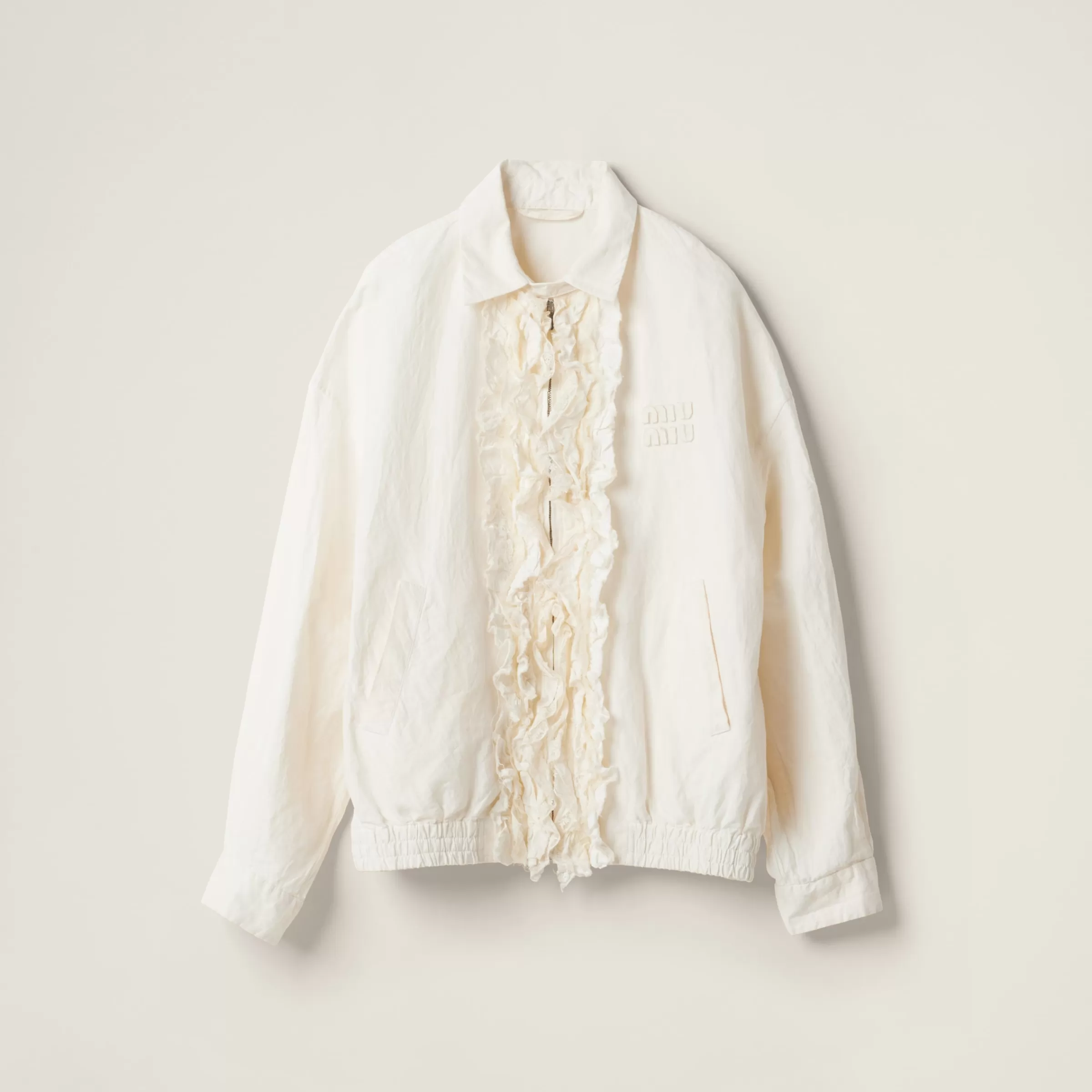 Miu Miu Washed Slubbed Canvas Blouson Jacket |