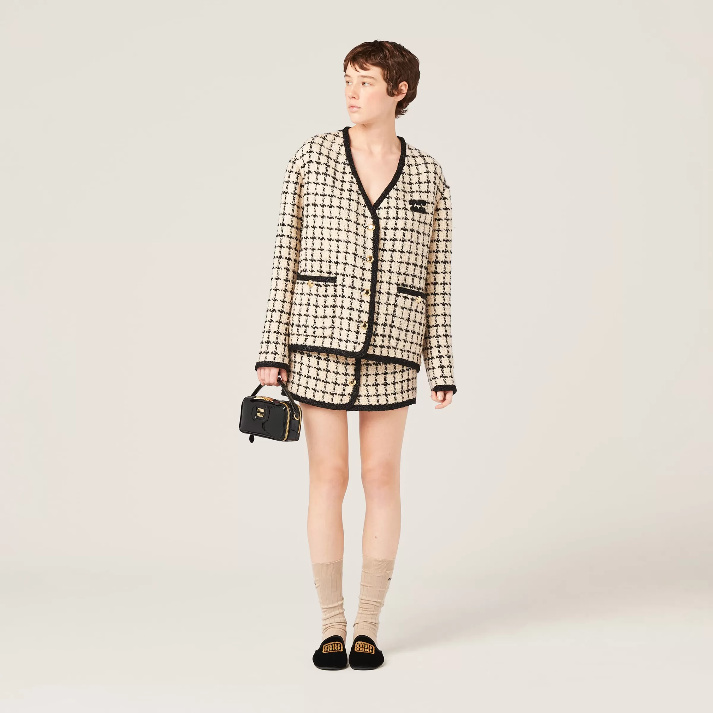 Miu Miu Check Lamé Skirt |