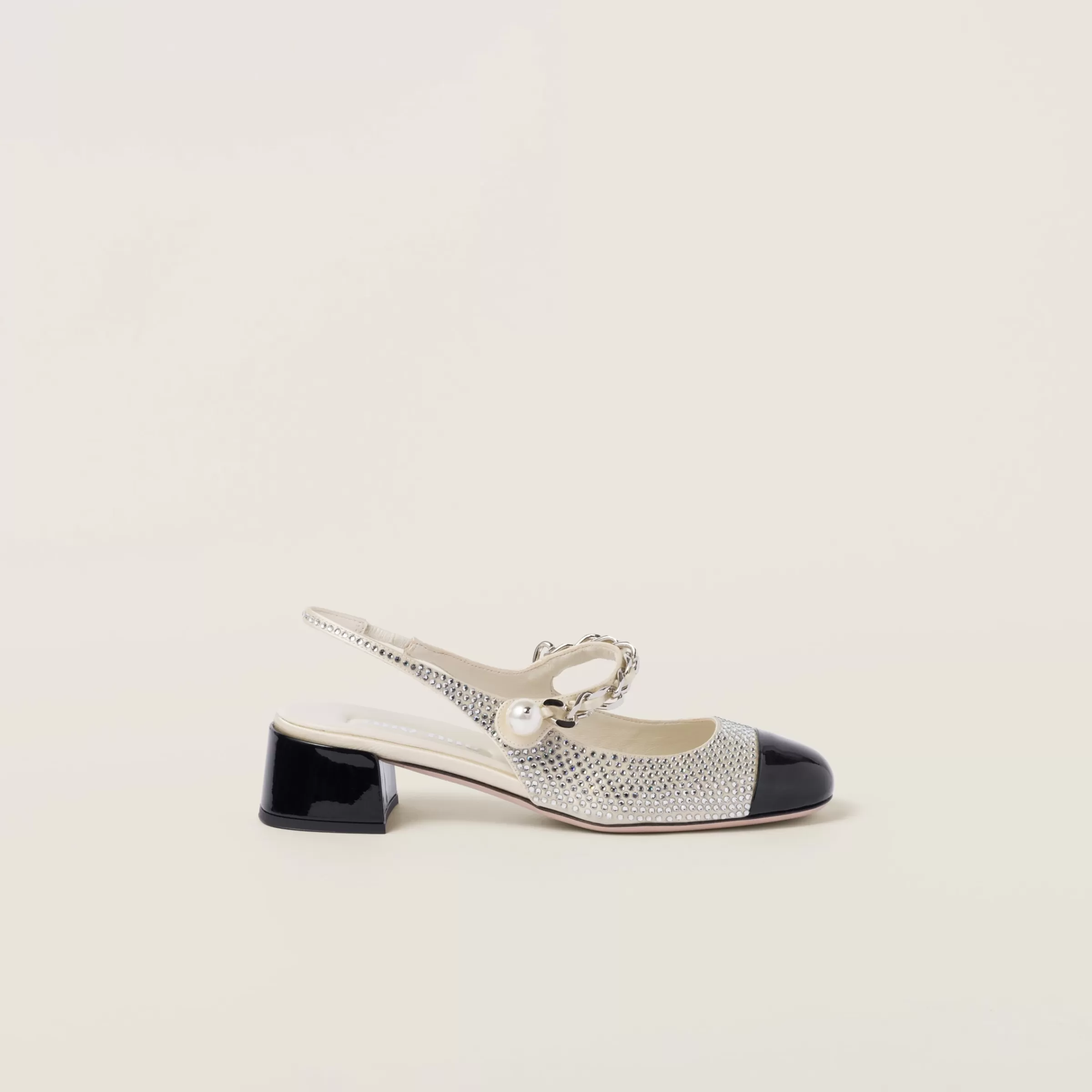 Miu Miu Satin And Crystal Slingback Pumps |