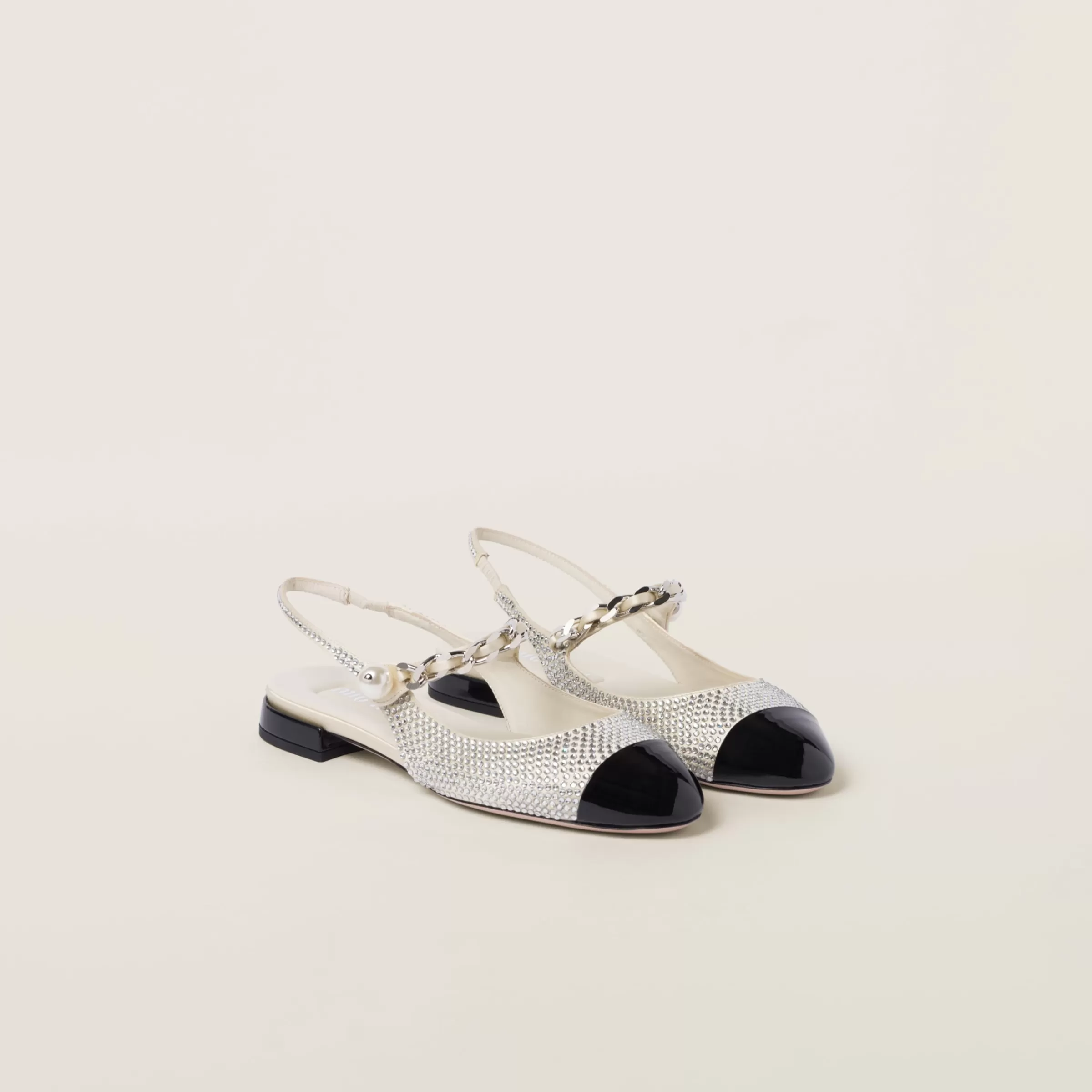Miu Miu Satin Slingback Ballerinas With Crystals |