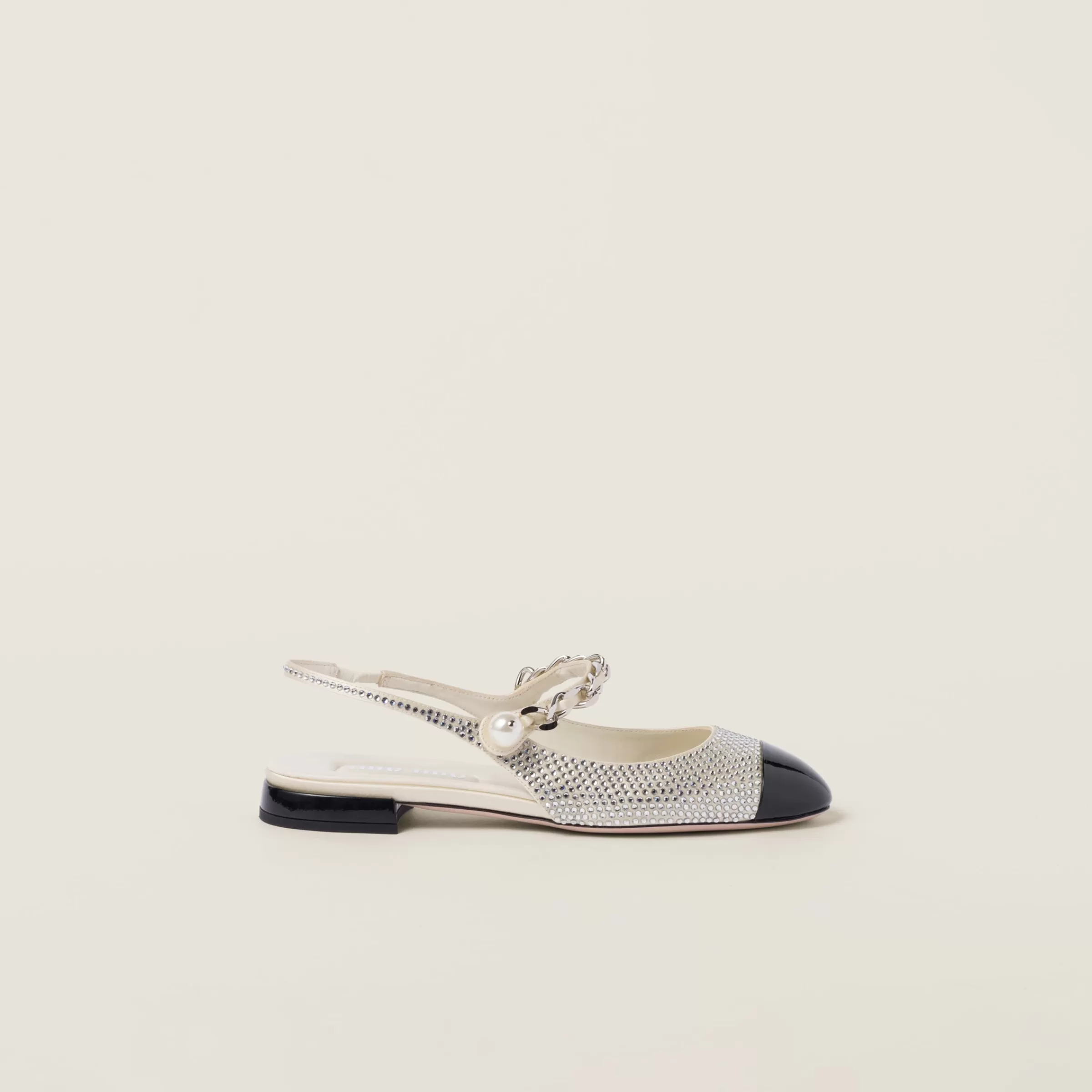 Miu Miu Satin Slingback Ballerinas With Crystals |