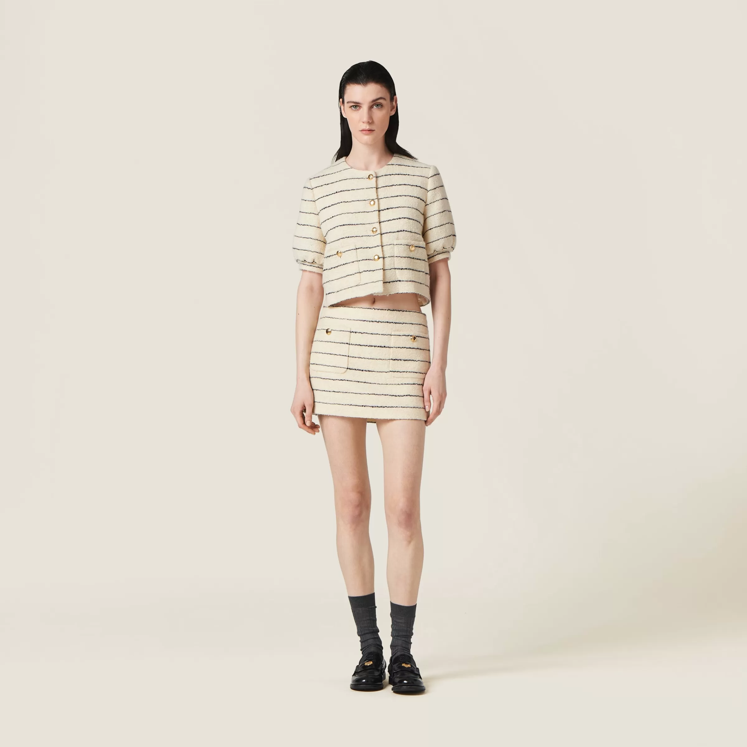 Miu Miu Single-breasted Bouclé Jacket |