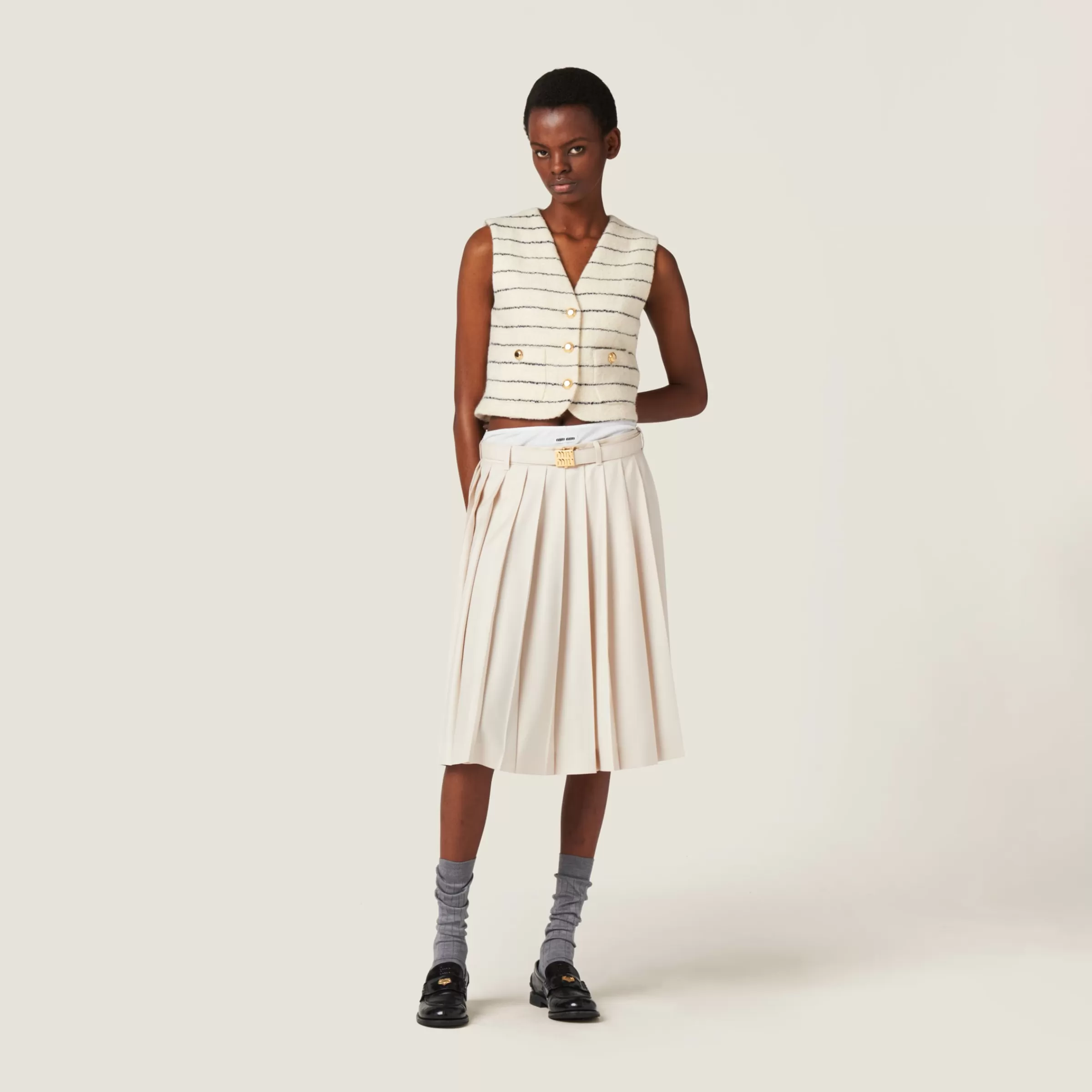 Miu Miu Single-breasted Bouclé Vest |