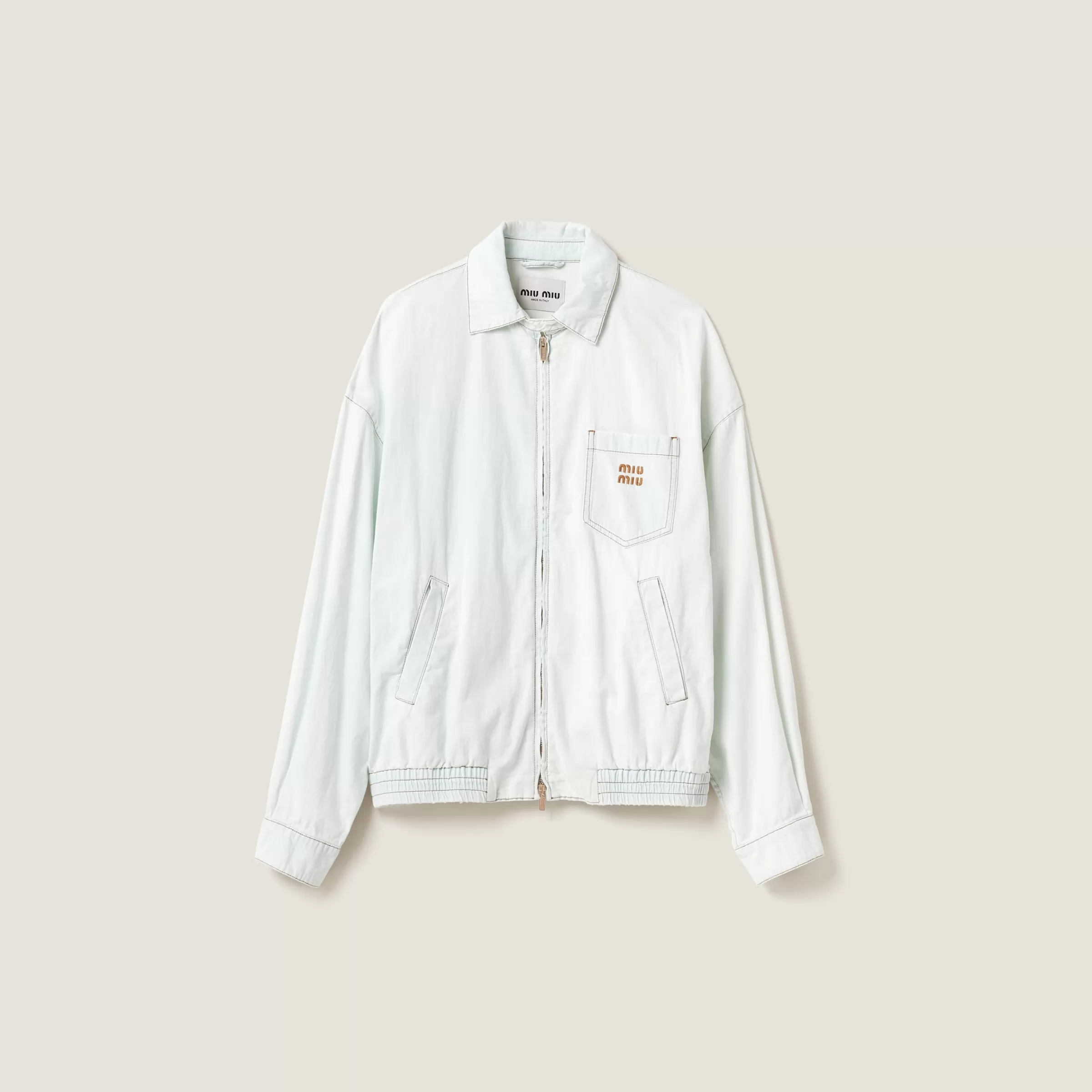 Miu Miu Chambray Denim Blouson Jacket |