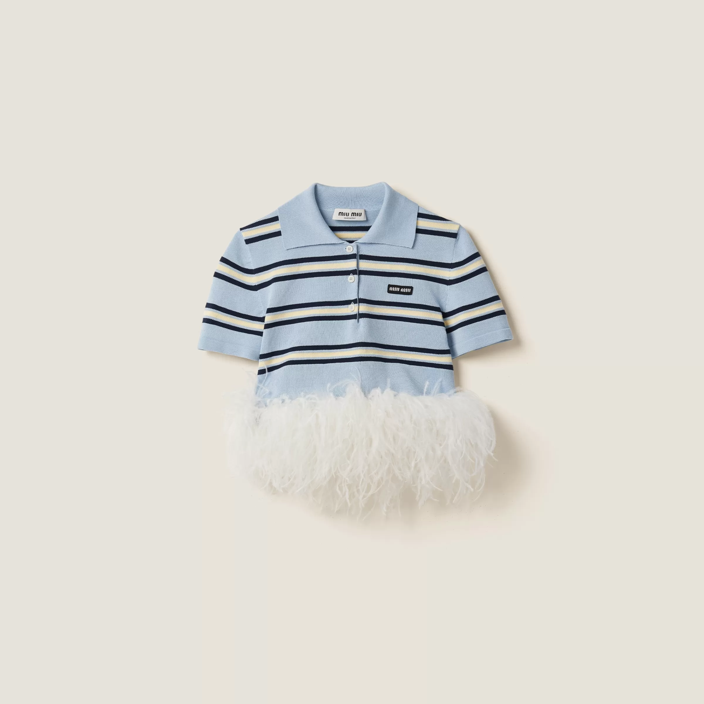 Miu Miu Silk And Cotton Knit Polo Shirt |
