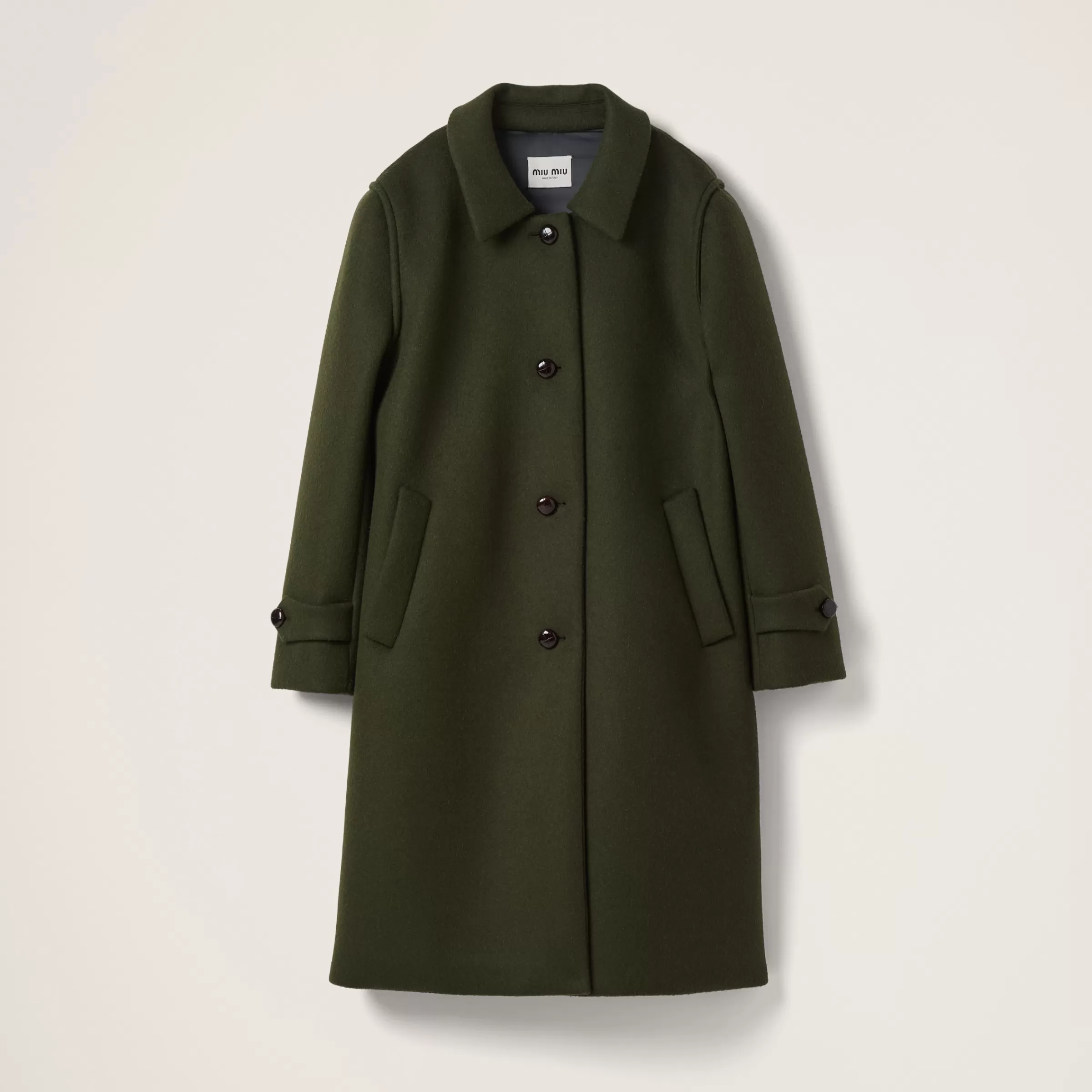 Miu Miu Single-breasted Loden Cloth Coat |