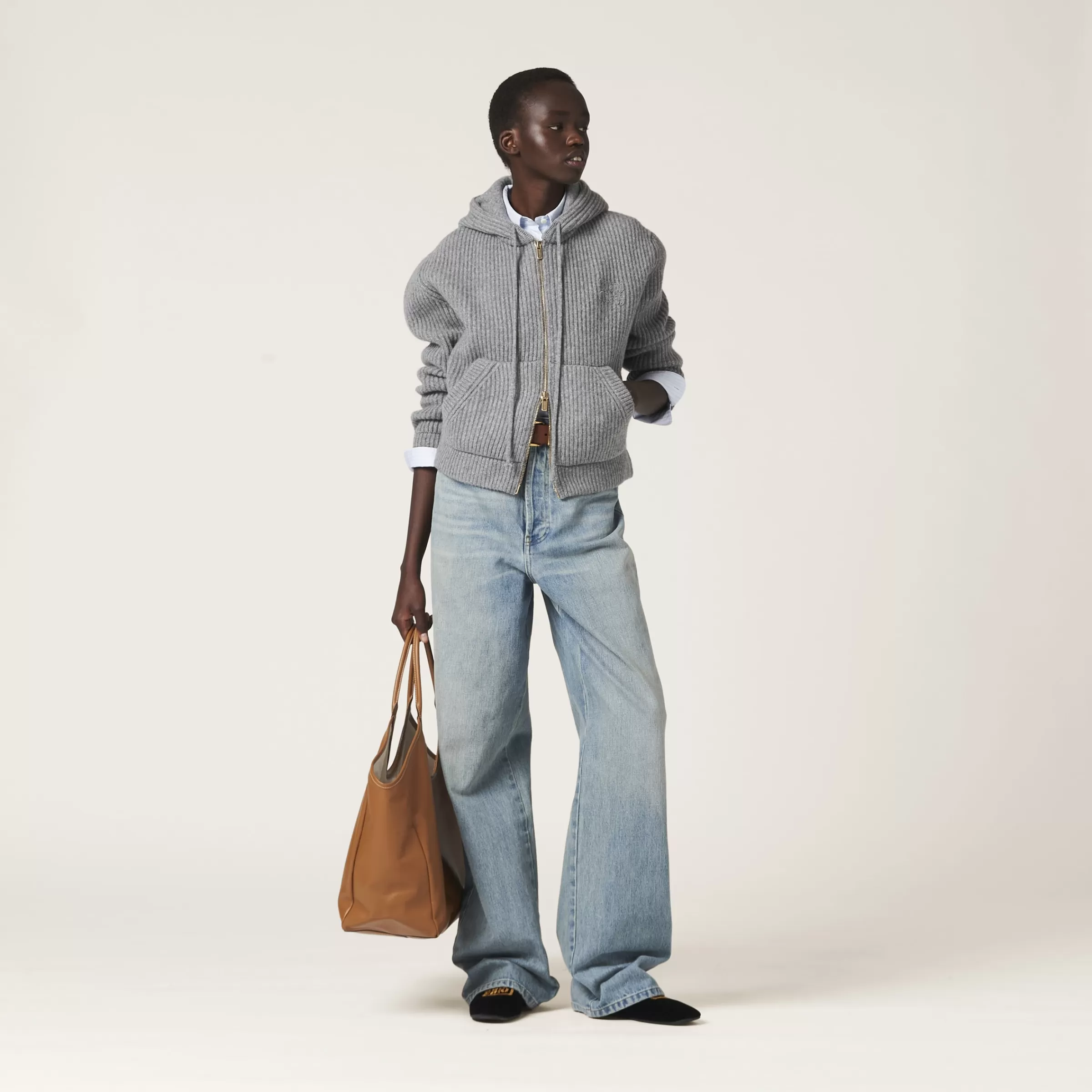 Miu Miu Wool And Cashmere Hoodie Cardigan |