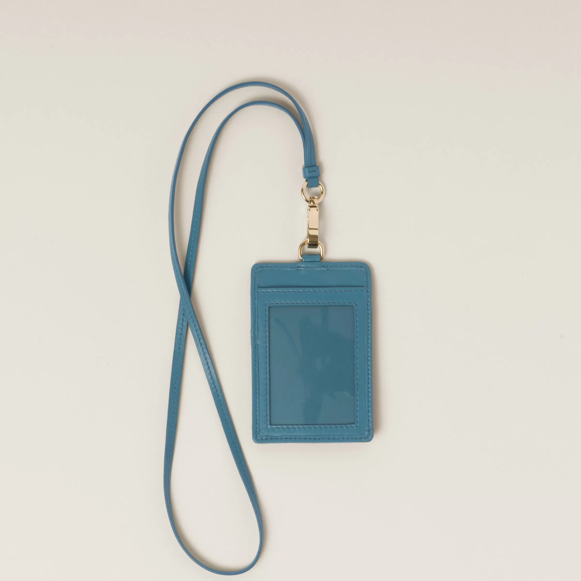 Miu Miu Marina Blue Matelassé Nappa Leather Badge Holder |