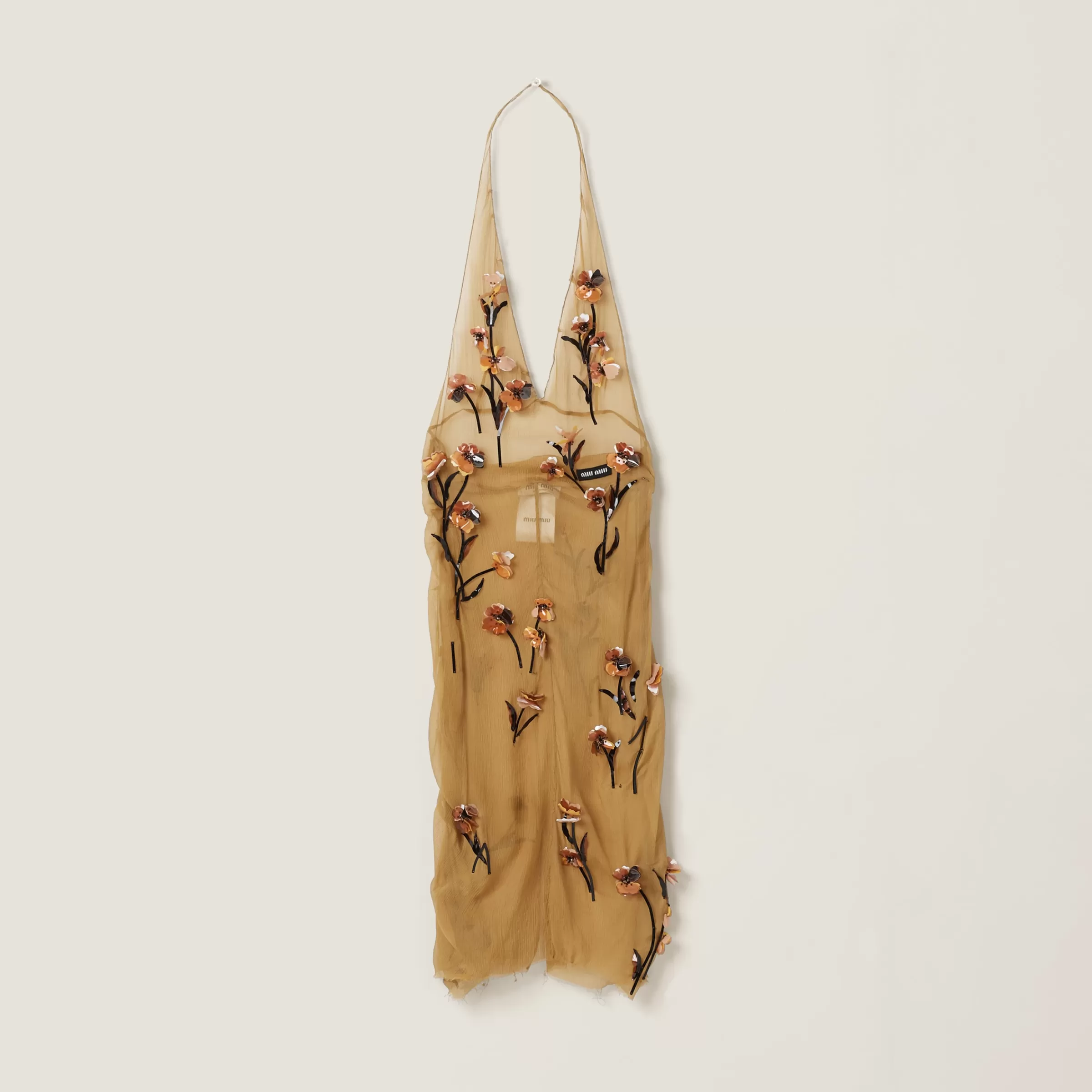 Miu Miu Chiffon Dress With Floral Embroidery |
