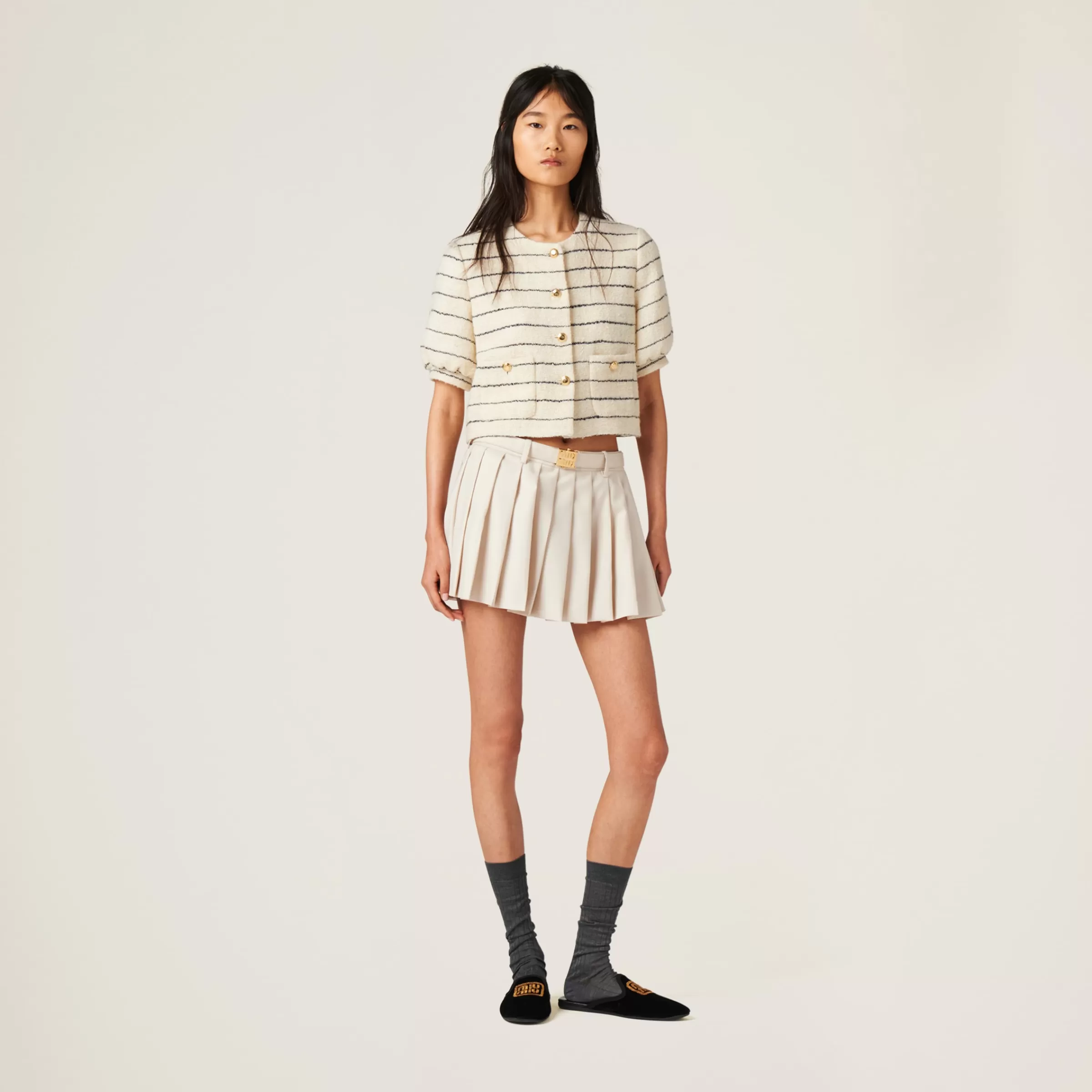 Miu Miu Pleated Batavia Miniskirt |