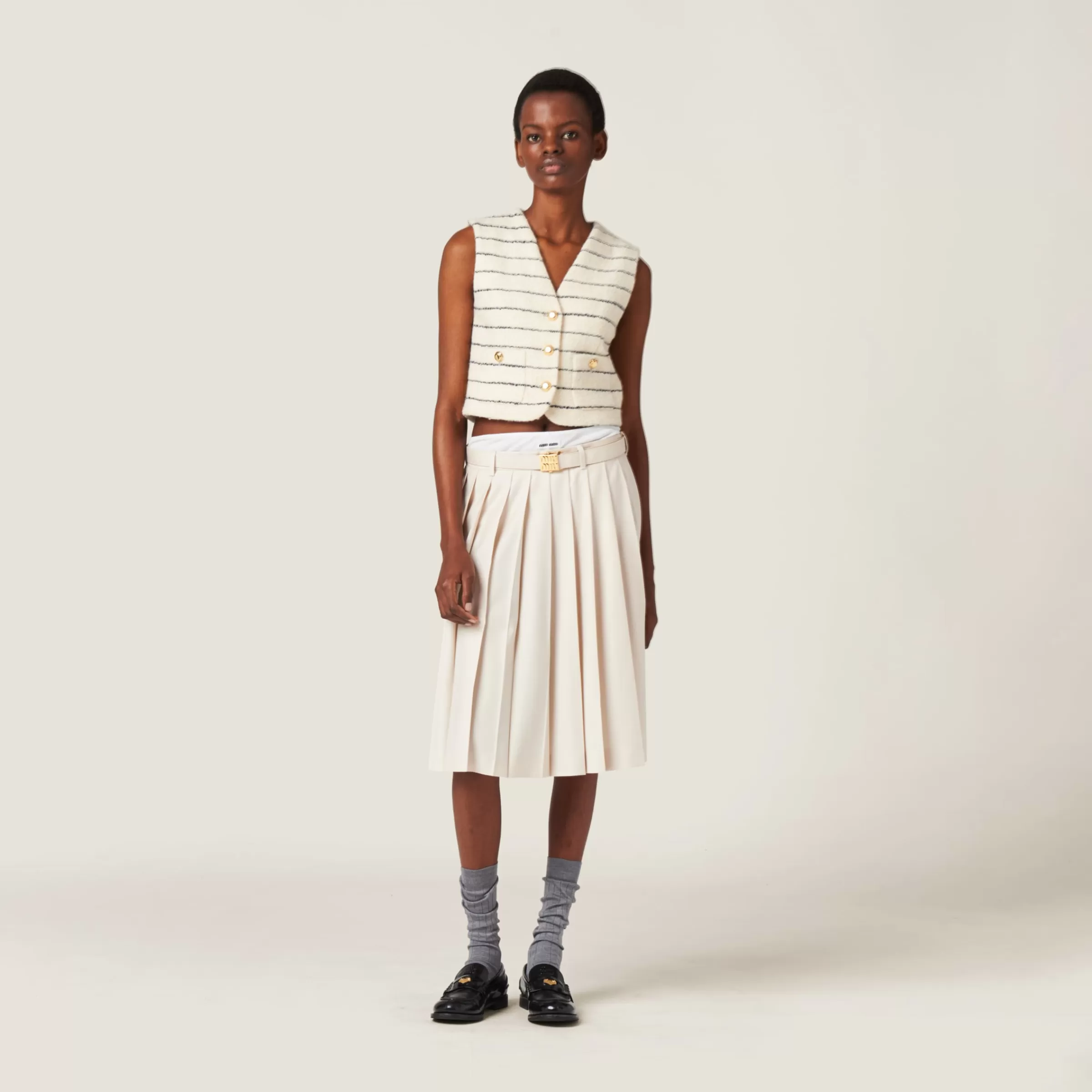 Miu Miu Pleated Batavia Skirt |