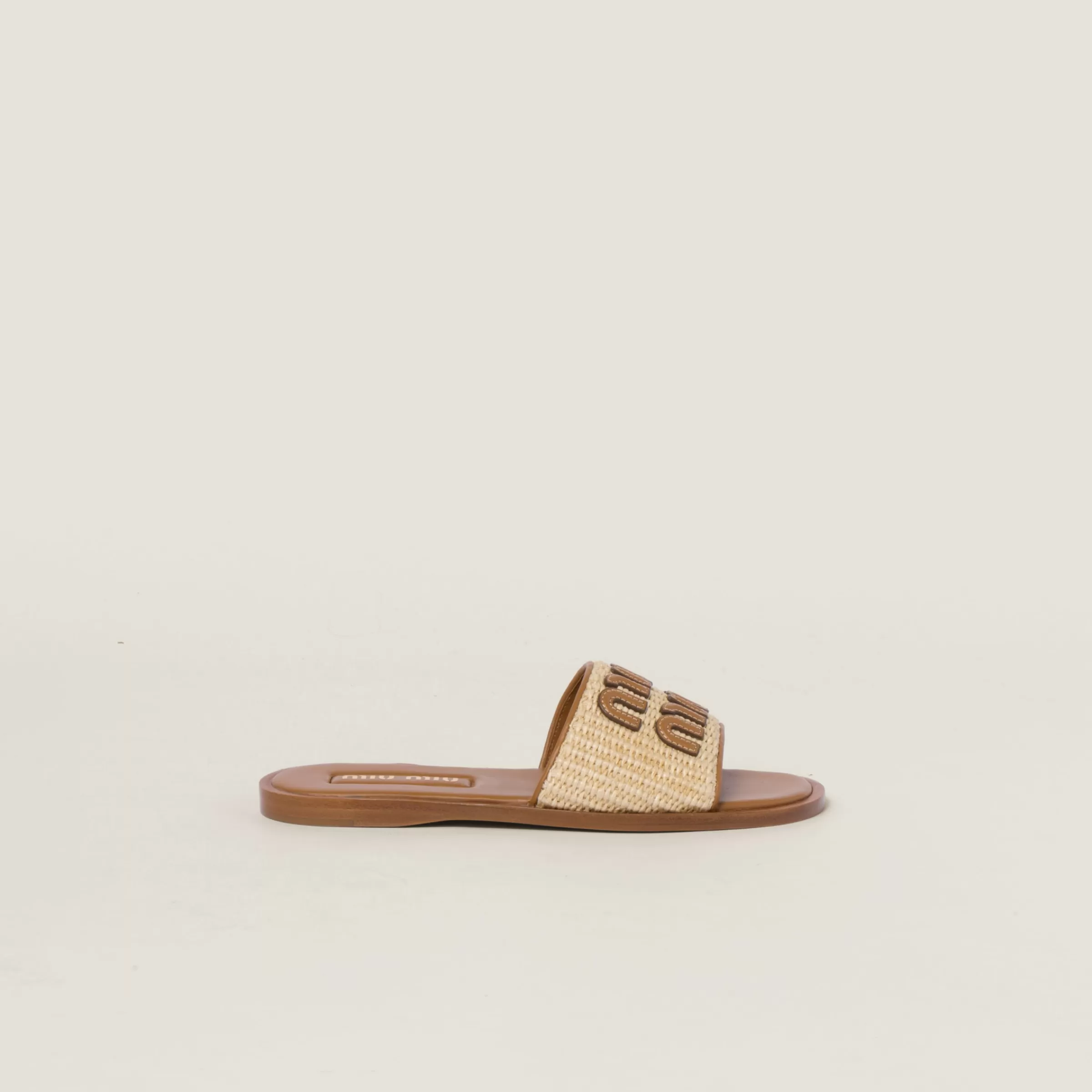 Miu Miu Raffia-effect Woven Fabric Slides |