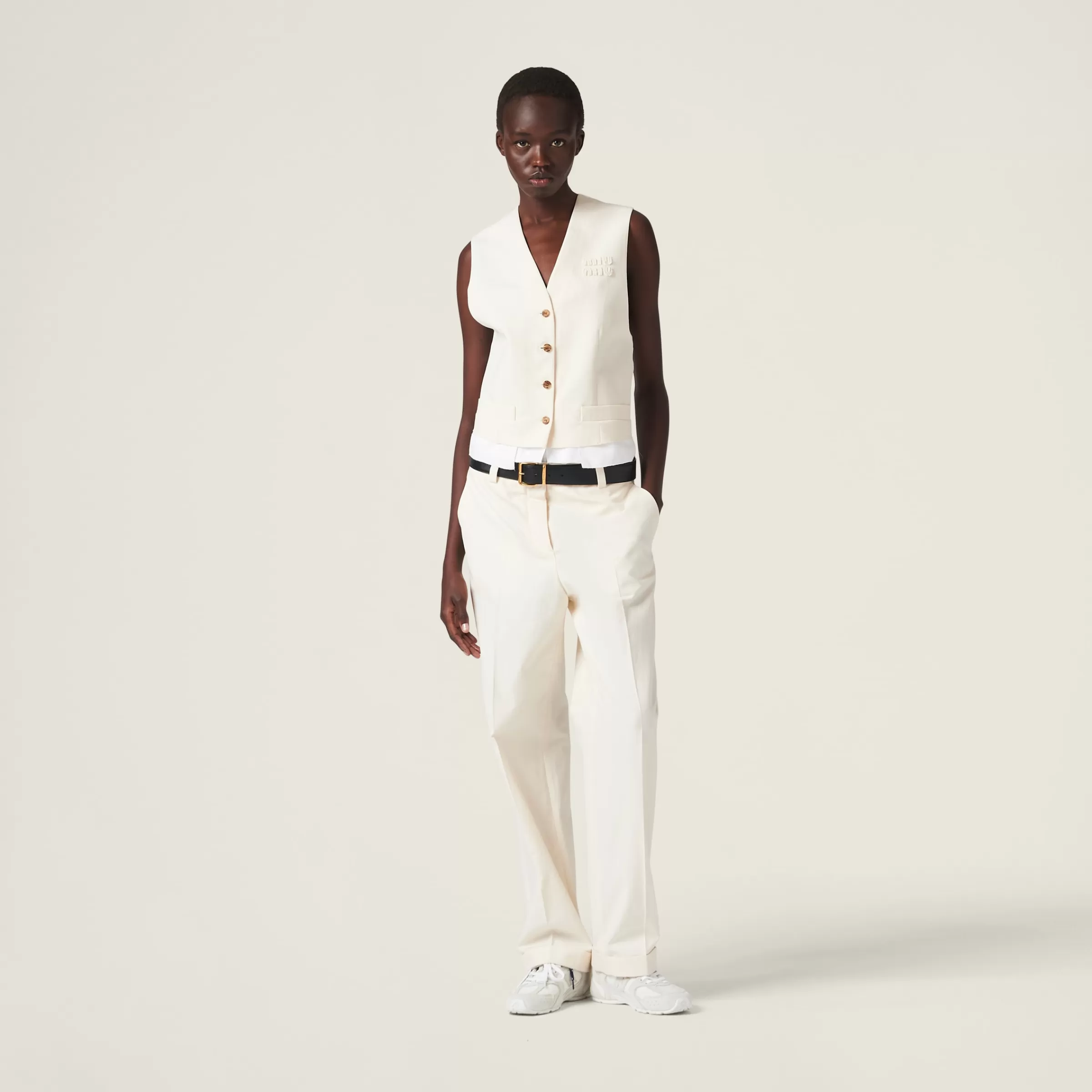 Miu Miu Single-breasted Canvas Vest |