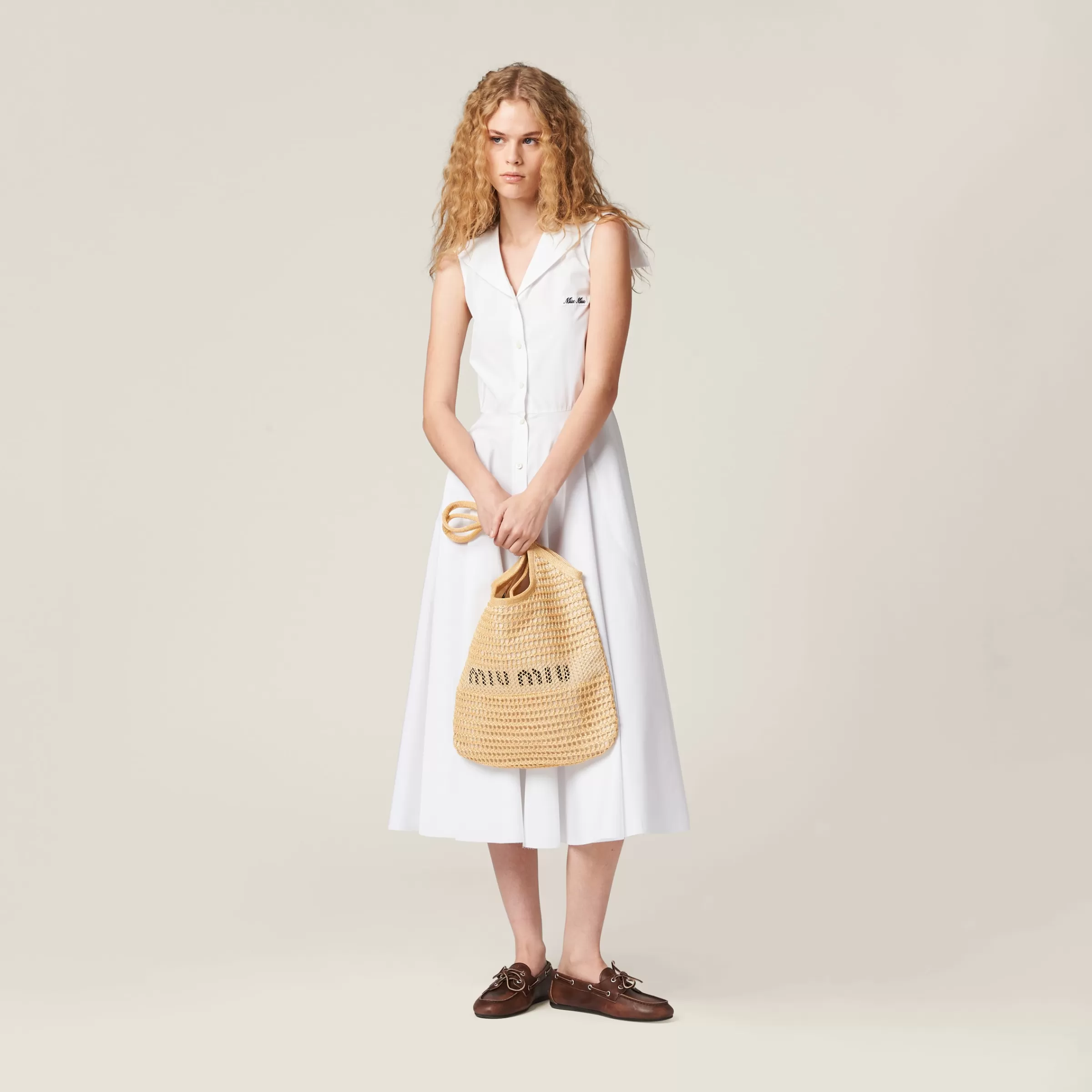Miu Miu Woven Fabric And Linen Mini-tote Bag |