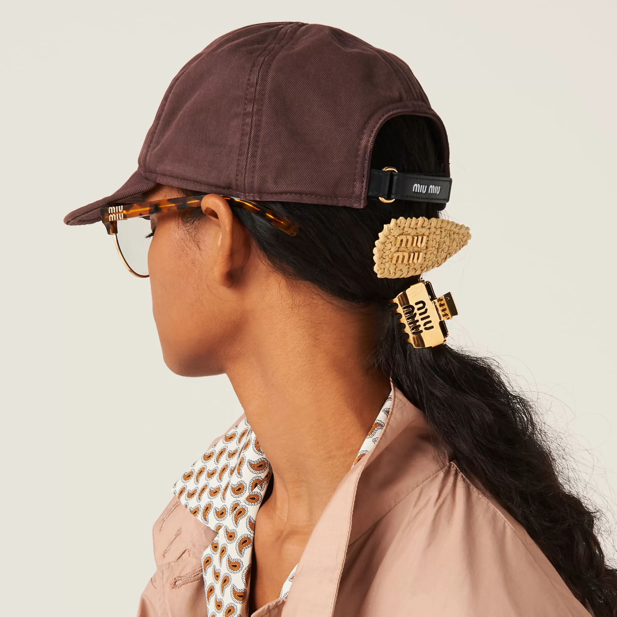 Miu Miu Woven Fabric Hair Clip |