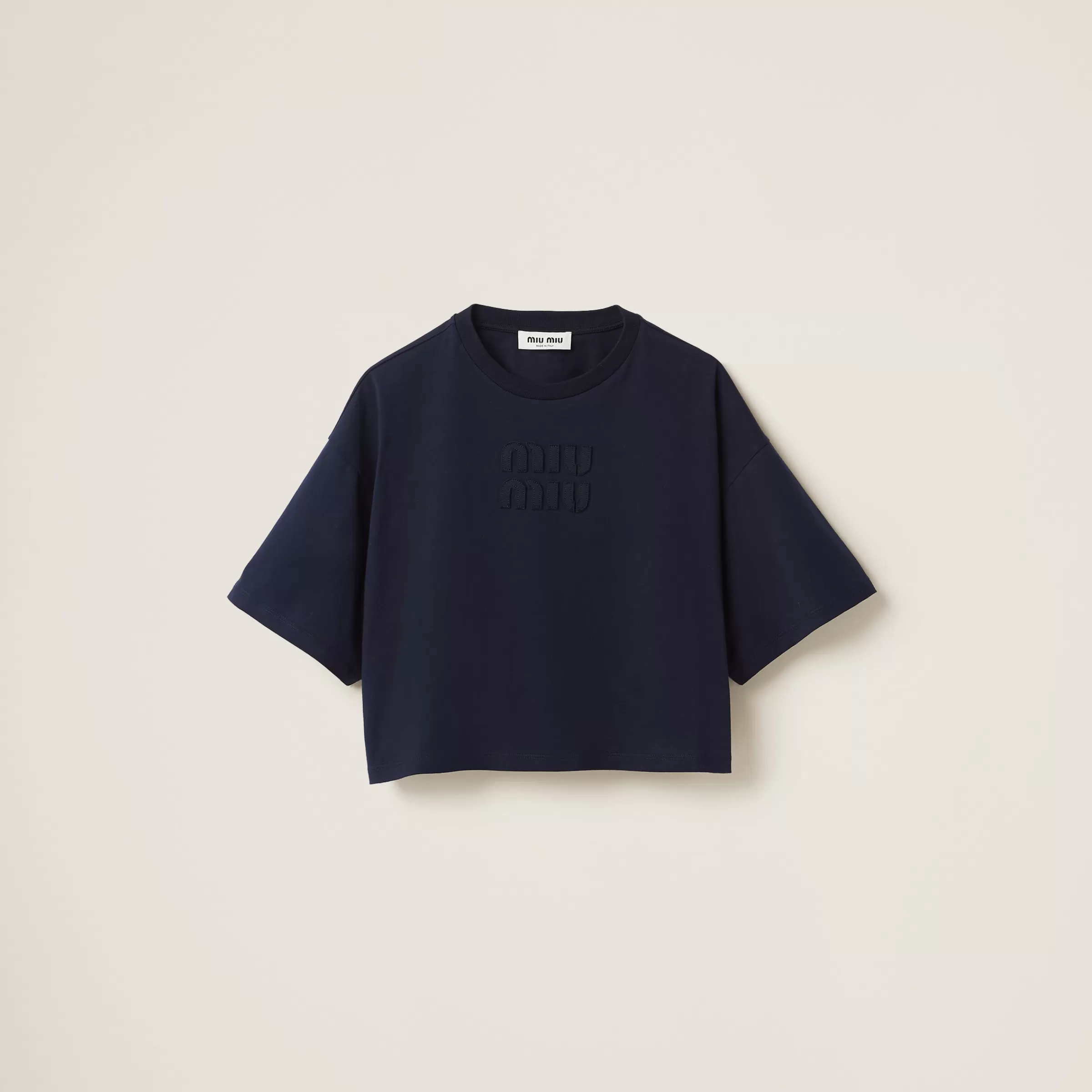 Miu Miu Cotton Jersey T-shirt With Embroidered Logo |