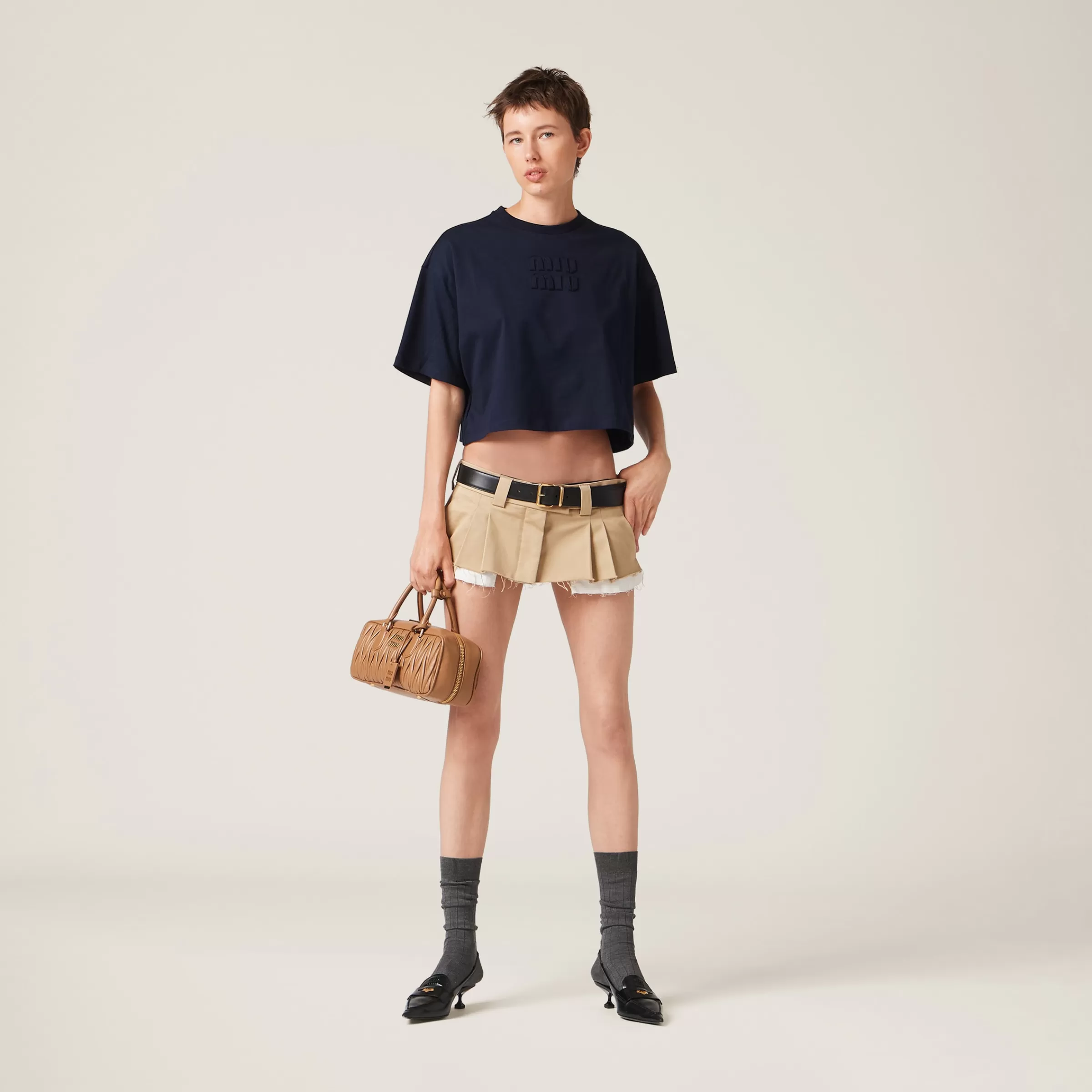 Miu Miu Cotton Jersey T-shirt With Embroidered Logo |