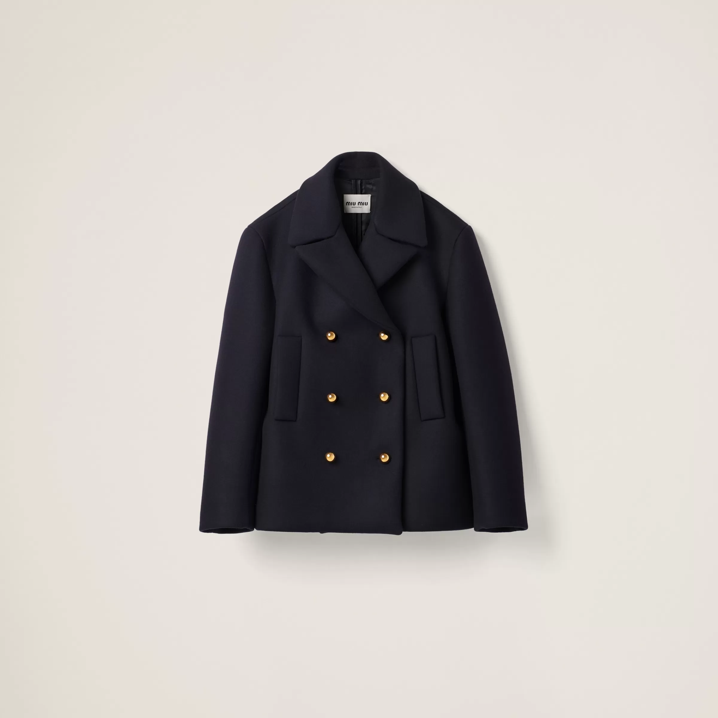 Miu Miu Double-breasted Cloth Peacoat Jacket |