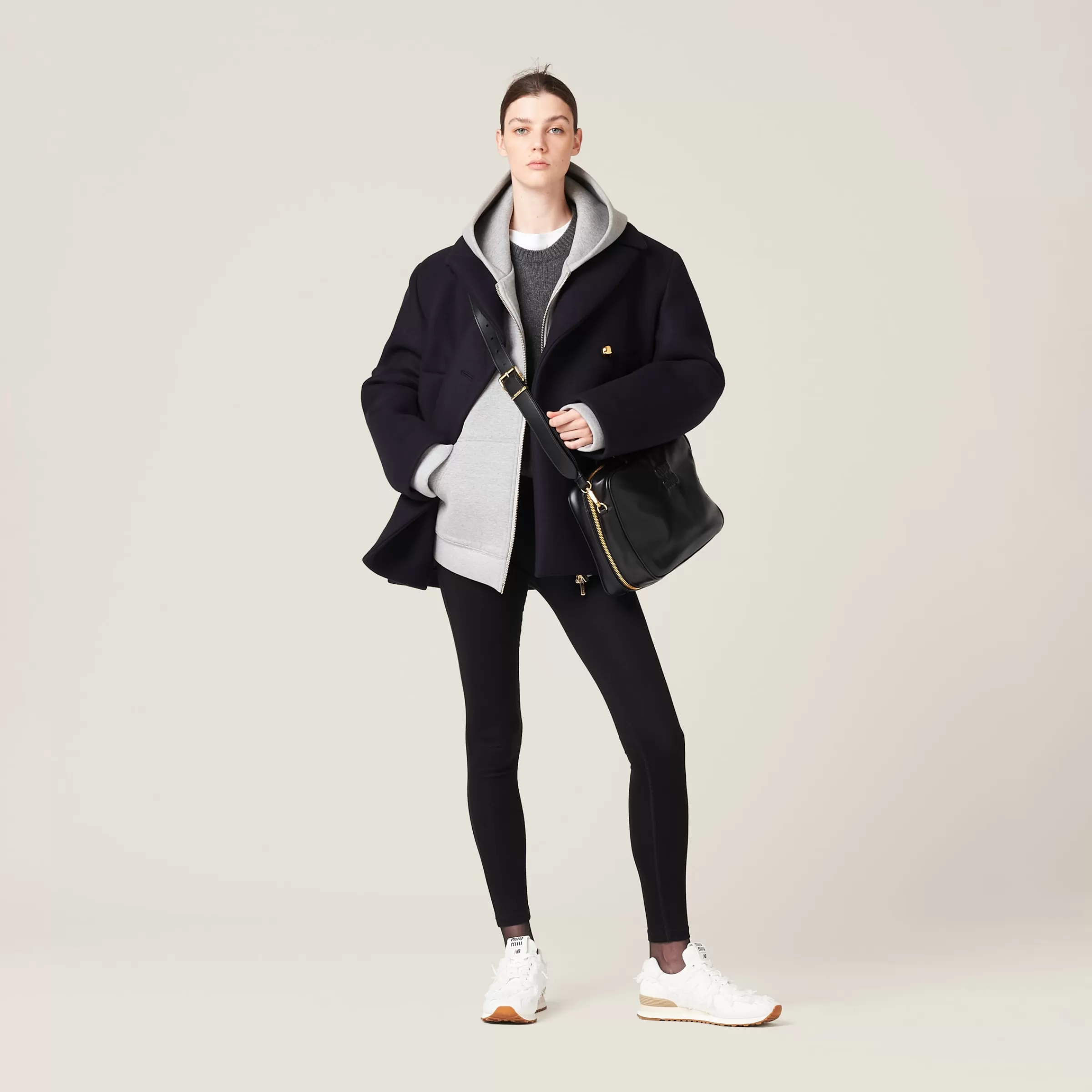 Miu Miu Double-breasted Cloth Peacoat Jacket |