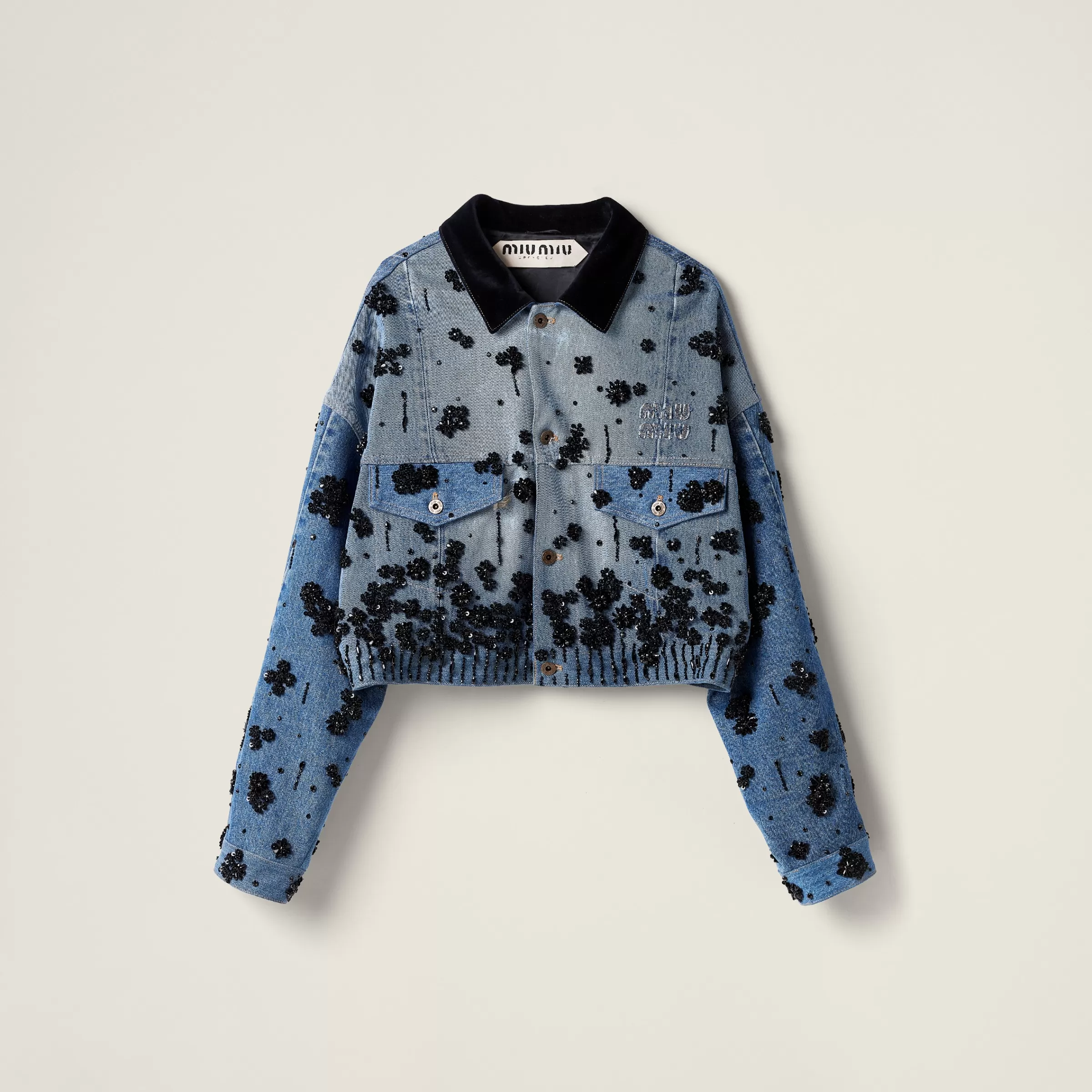 Miu Miu Embellished Denim Trucker Jacket |