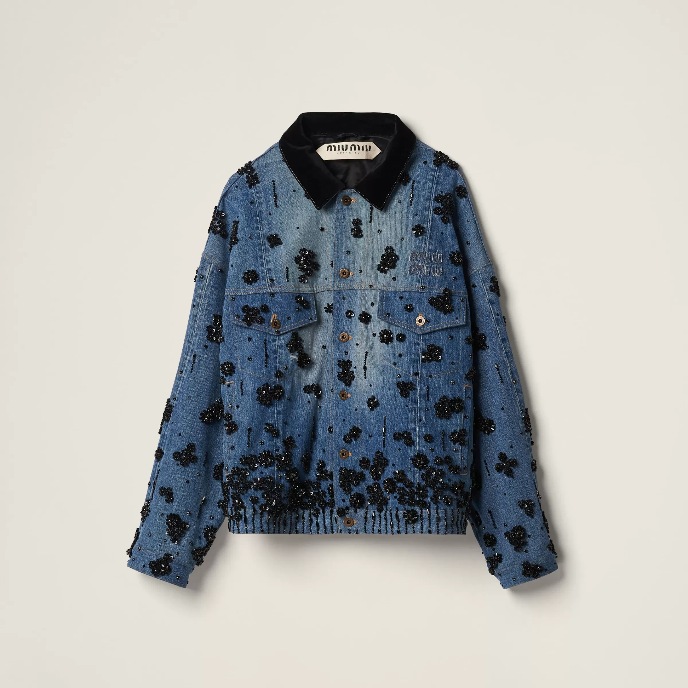 Miu Miu Embellished Denim Trucker Jacket |