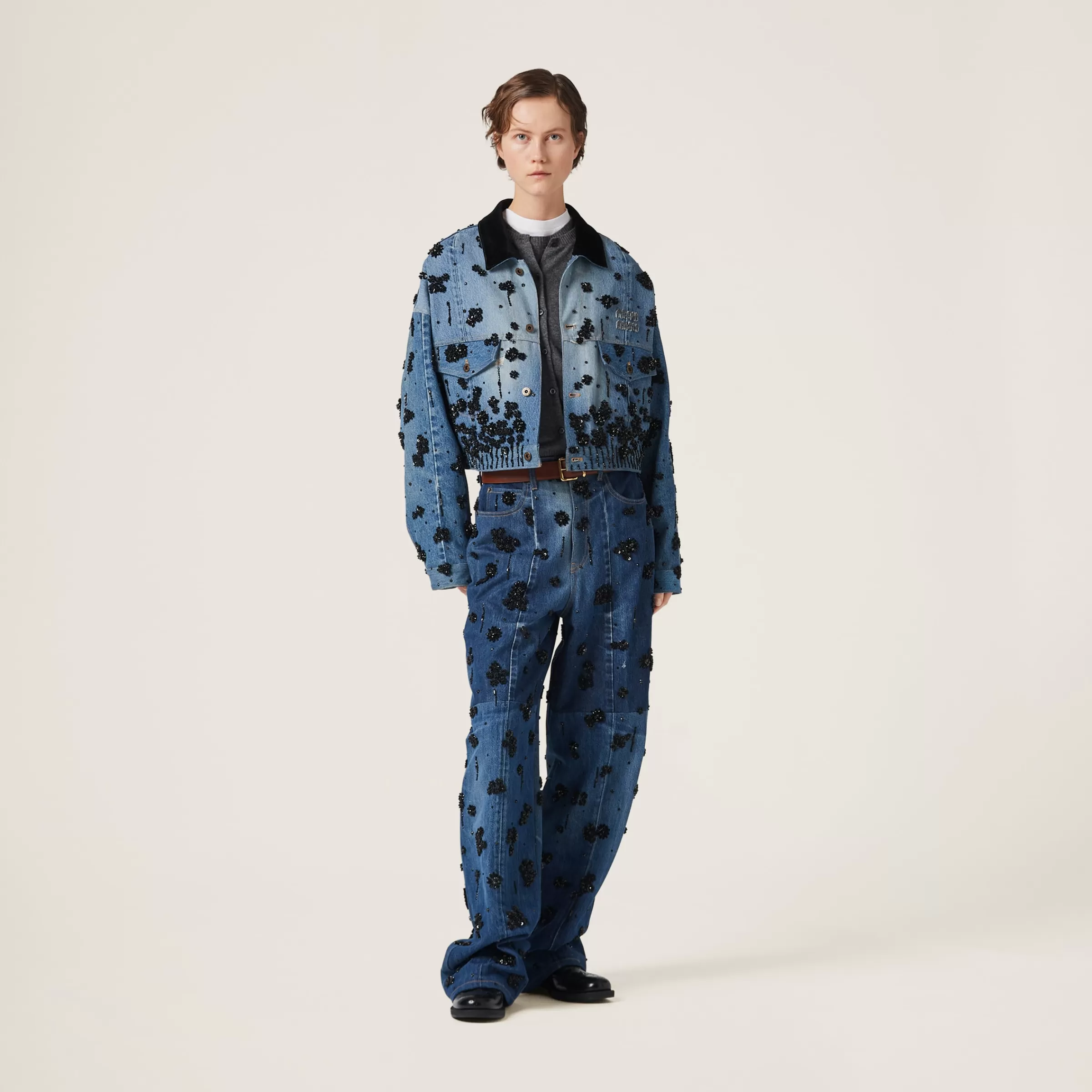 Miu Miu Embellished Five-pocket Denim Jeans |