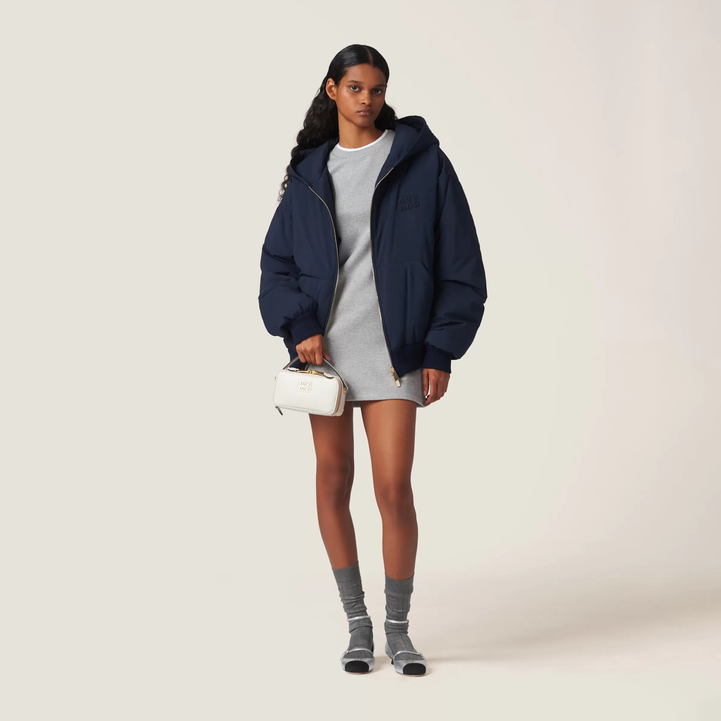 Miu Miu Technical Pongé Blouson Jacket |