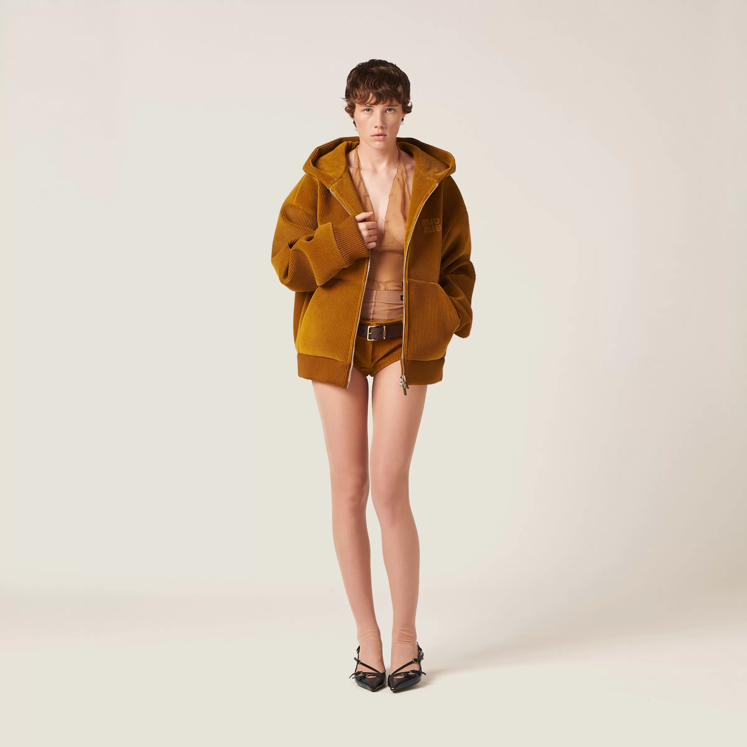 Miu Miu Corduroy Hoodie Jacket |